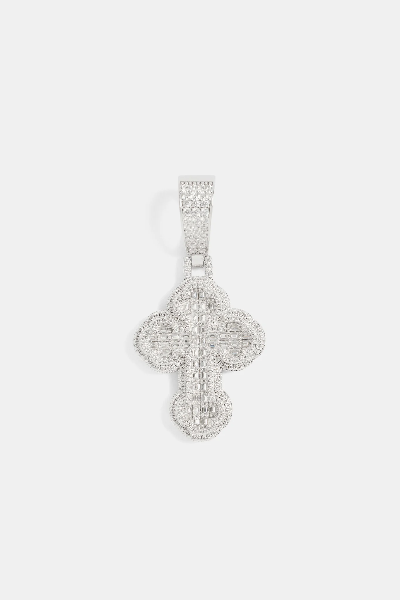 35mm Iced CZ Rounded Cross Pendant - Image 2