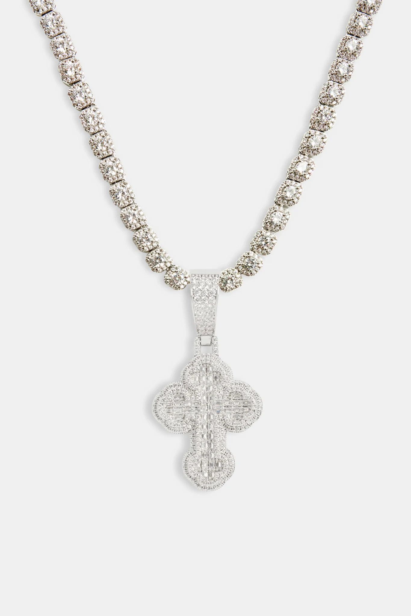 35mm Iced CZ Rounded Cross Pendant - Image 4
