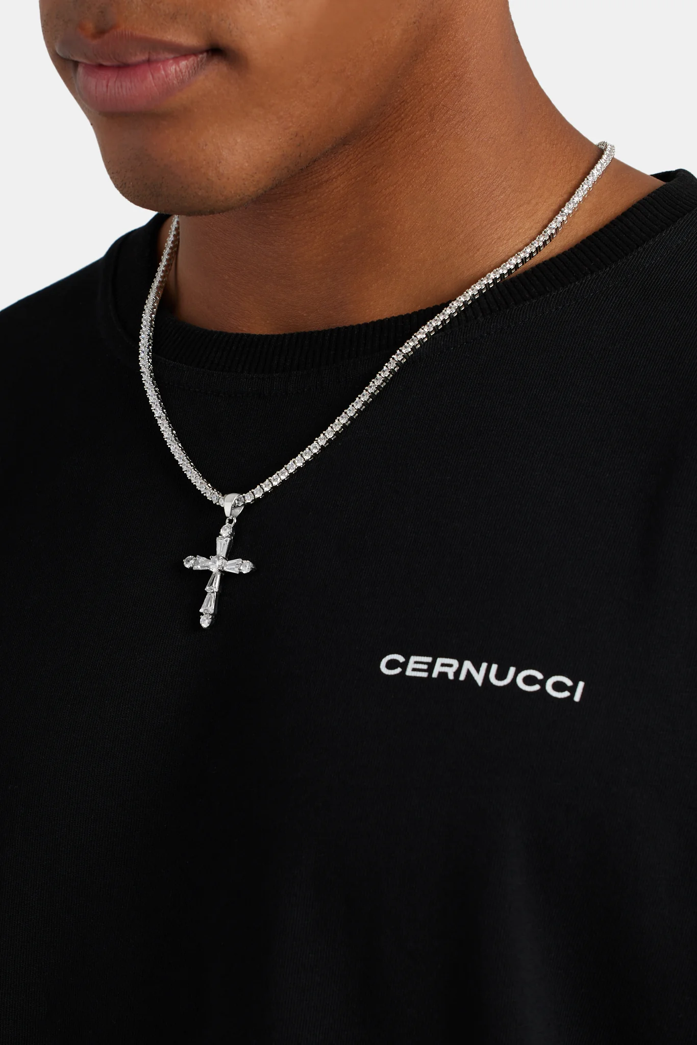 35mm Mixed Shape CZ Cross Pendant - Image 3