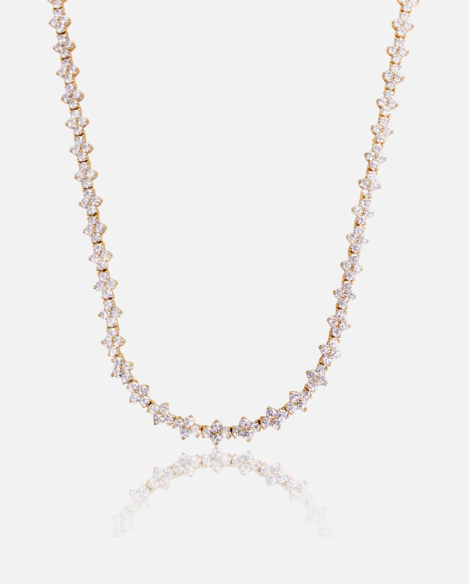 3mm Flower Tennis Necklace - Gold