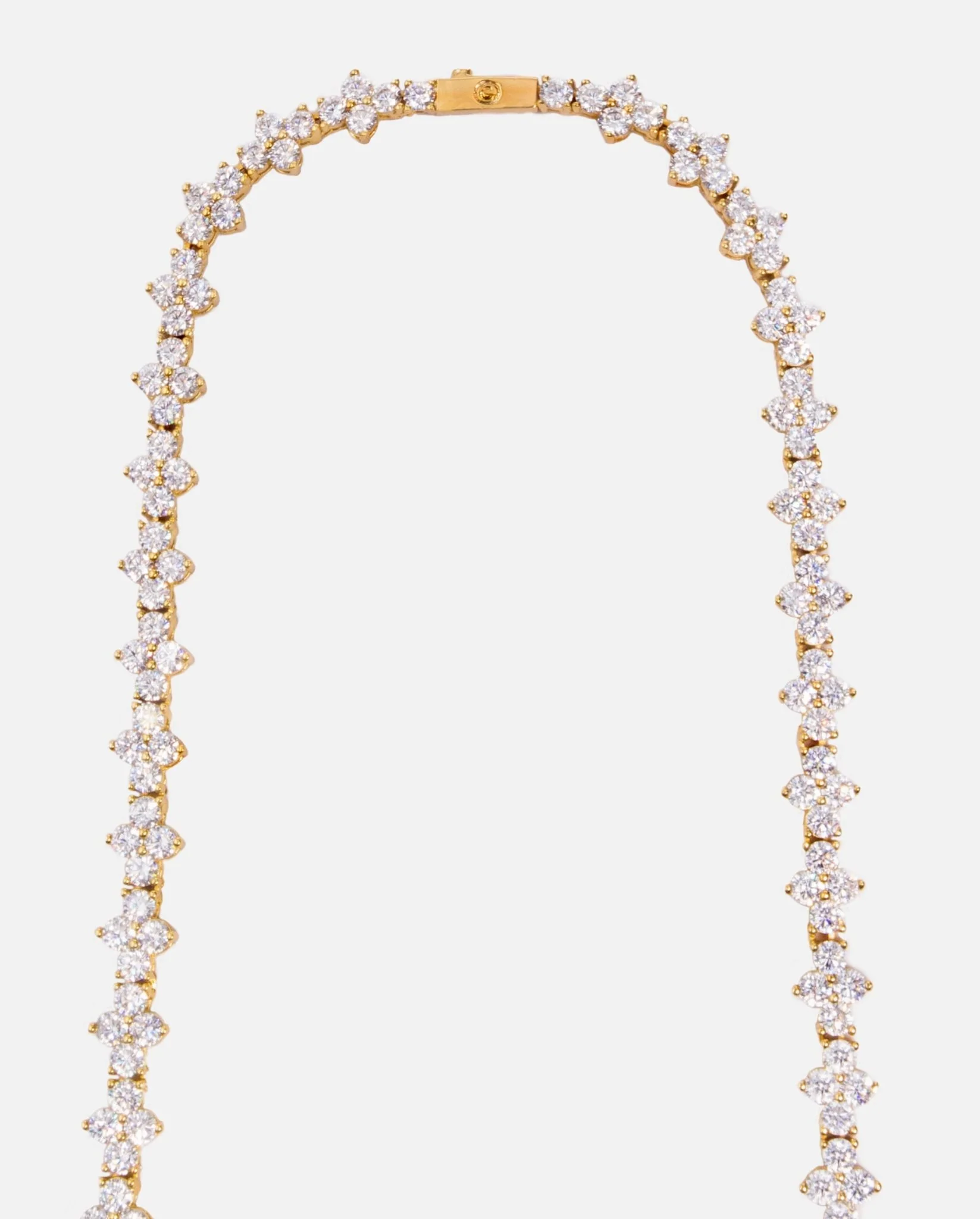 3mm Flower Tennis Necklace - Gold - Image 3