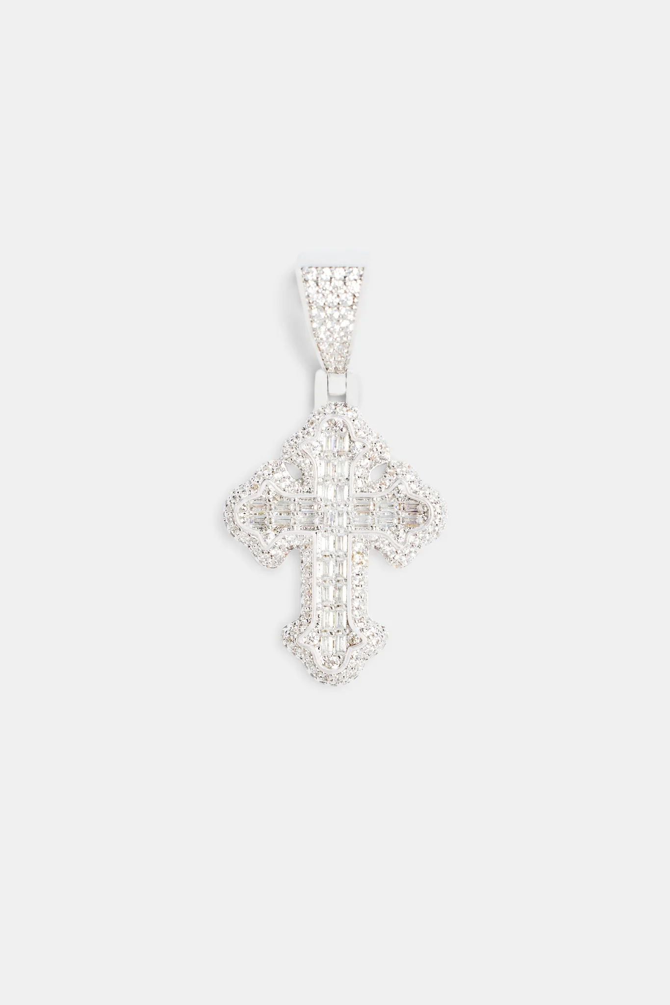 40mm Iced CZ Vintage Cross Baguette Pendant - Image 2