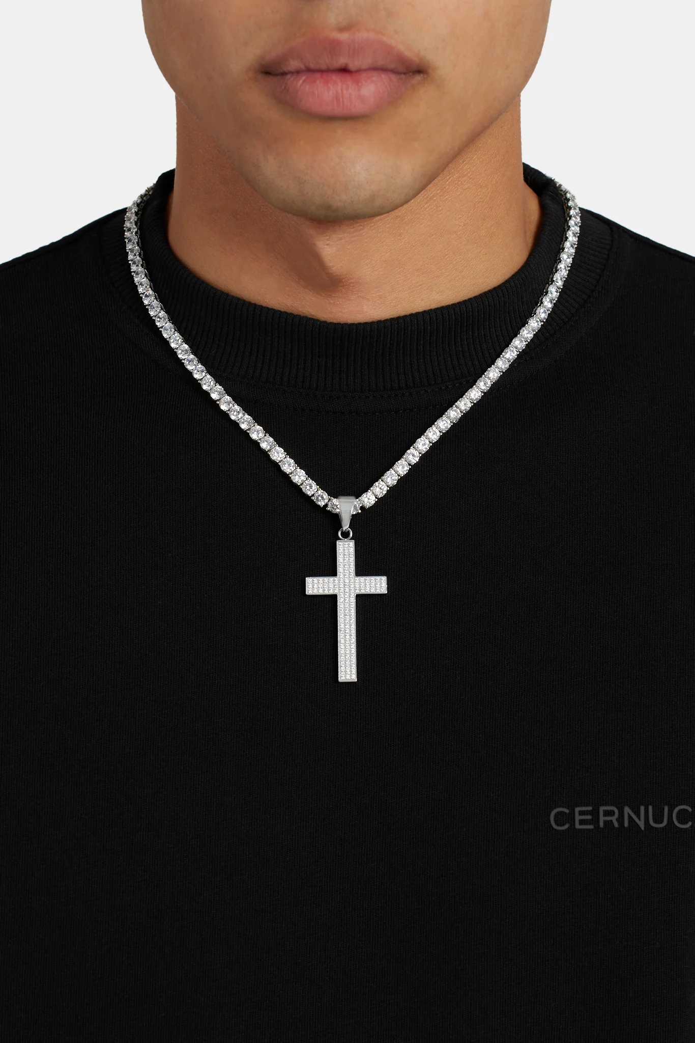 50mm Iced CZ Large Cross Pendant - Image 3