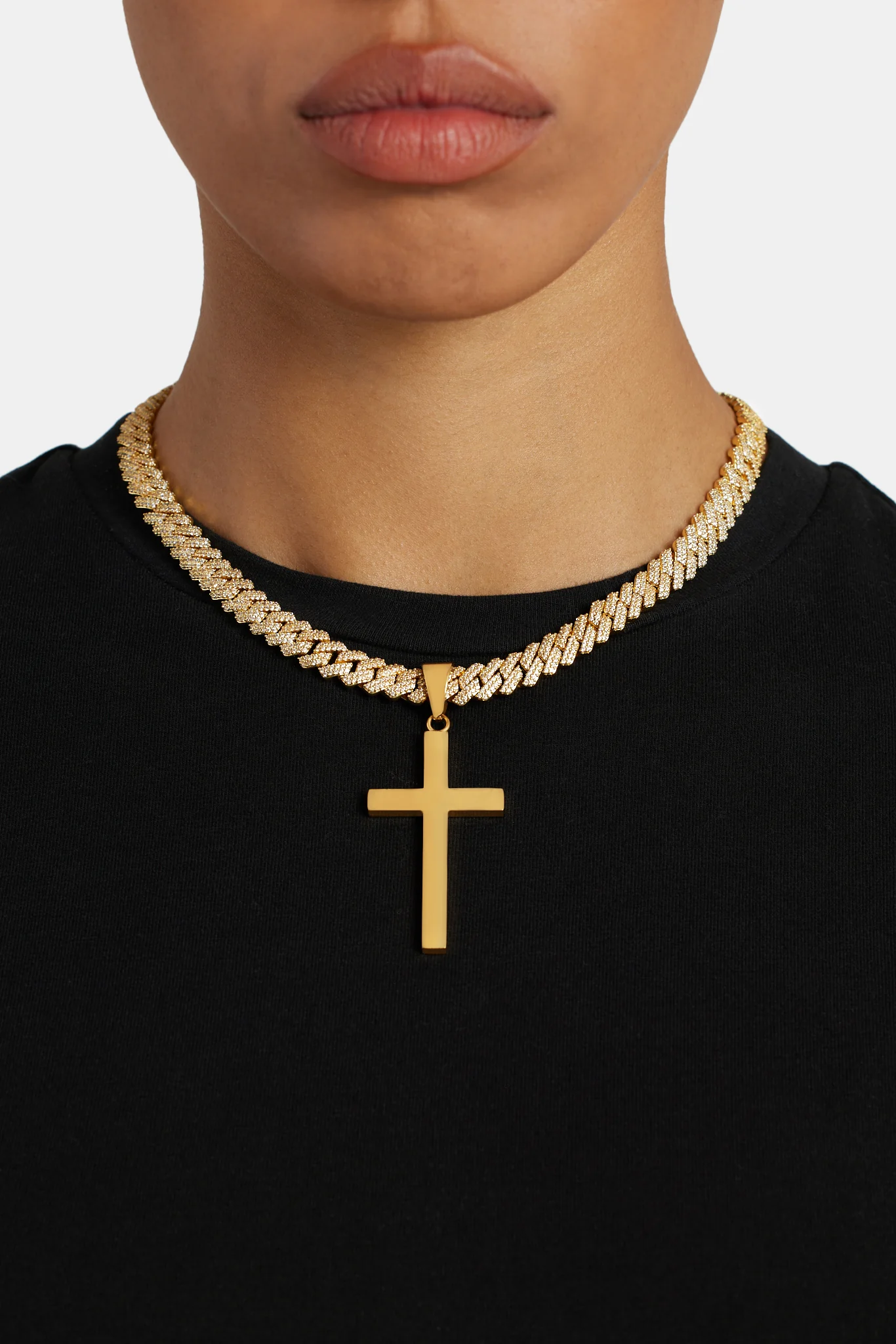 50mm Large Gold Plated Polished Cross Pendant - Image 3