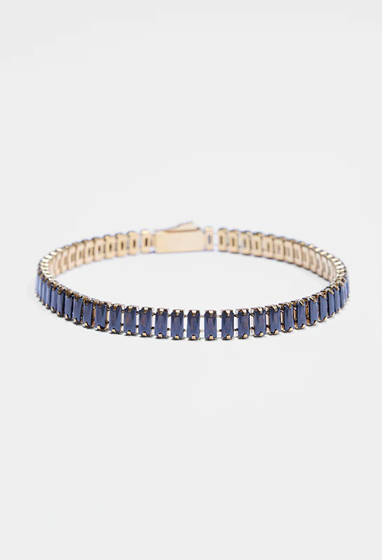 5mm Black Baguette Tennis Bracelet - Gold