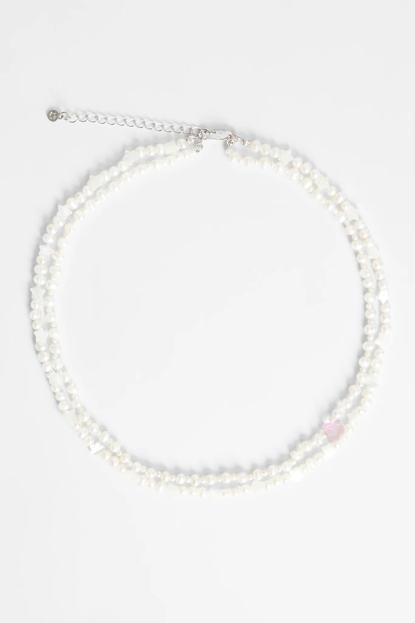 5mm Double Layer Star & Shell Charm Freshwater Pearl Necklace - Image 2