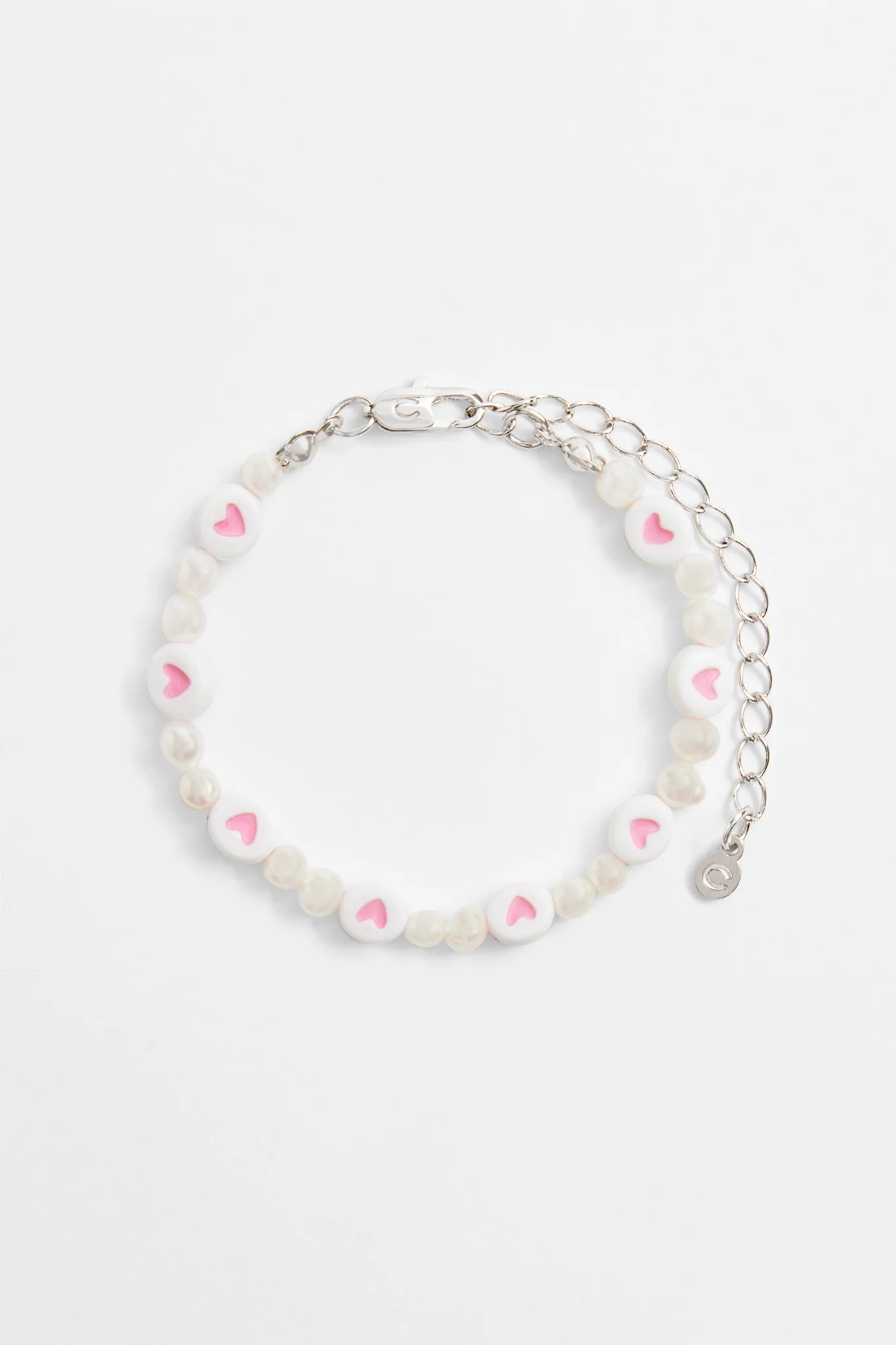 5mm Freshwater Pearl & Heart Bead Bracelet