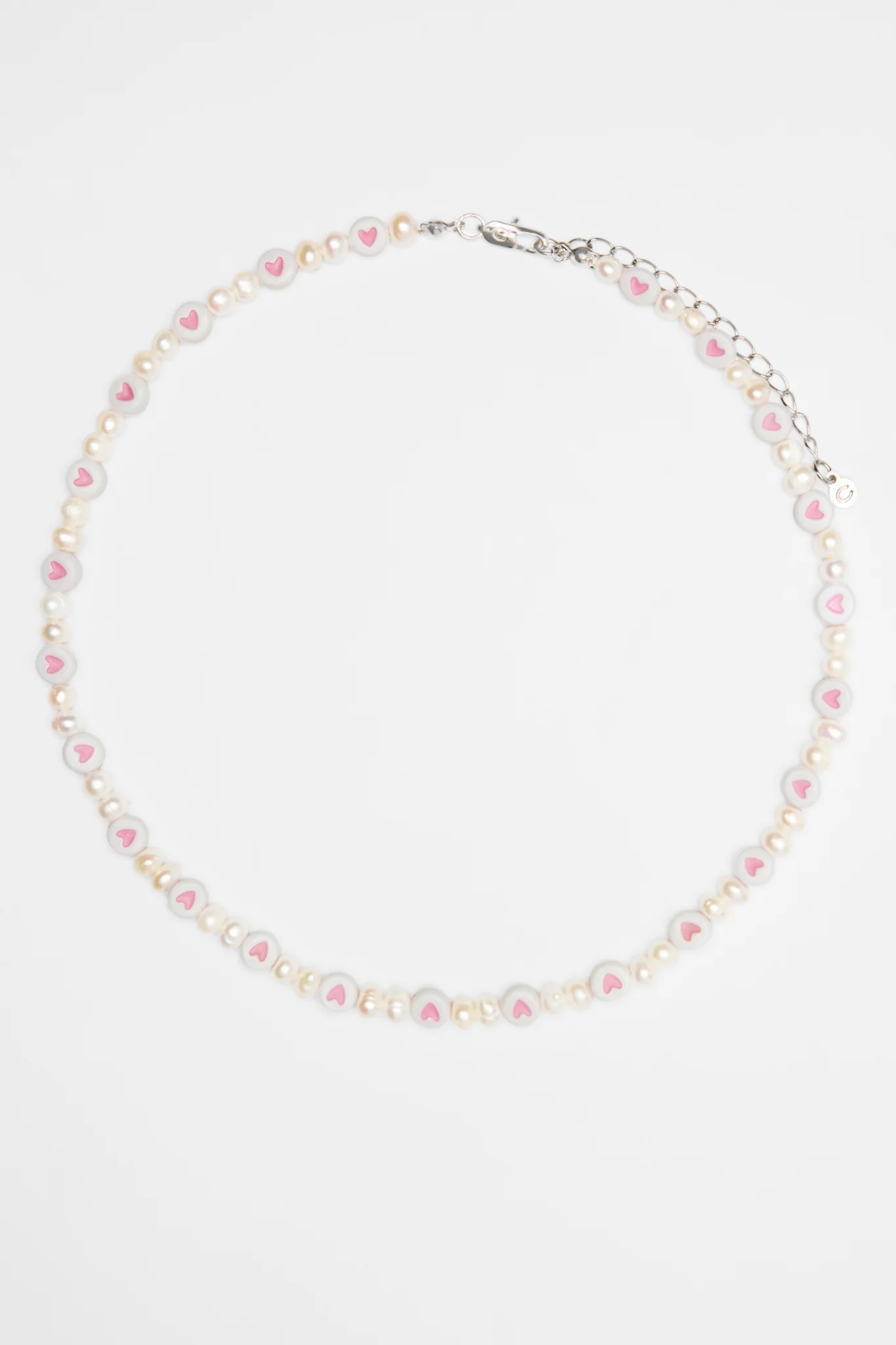 5mm Freshwater Pearl & Heart Bead Necklace - Image 2