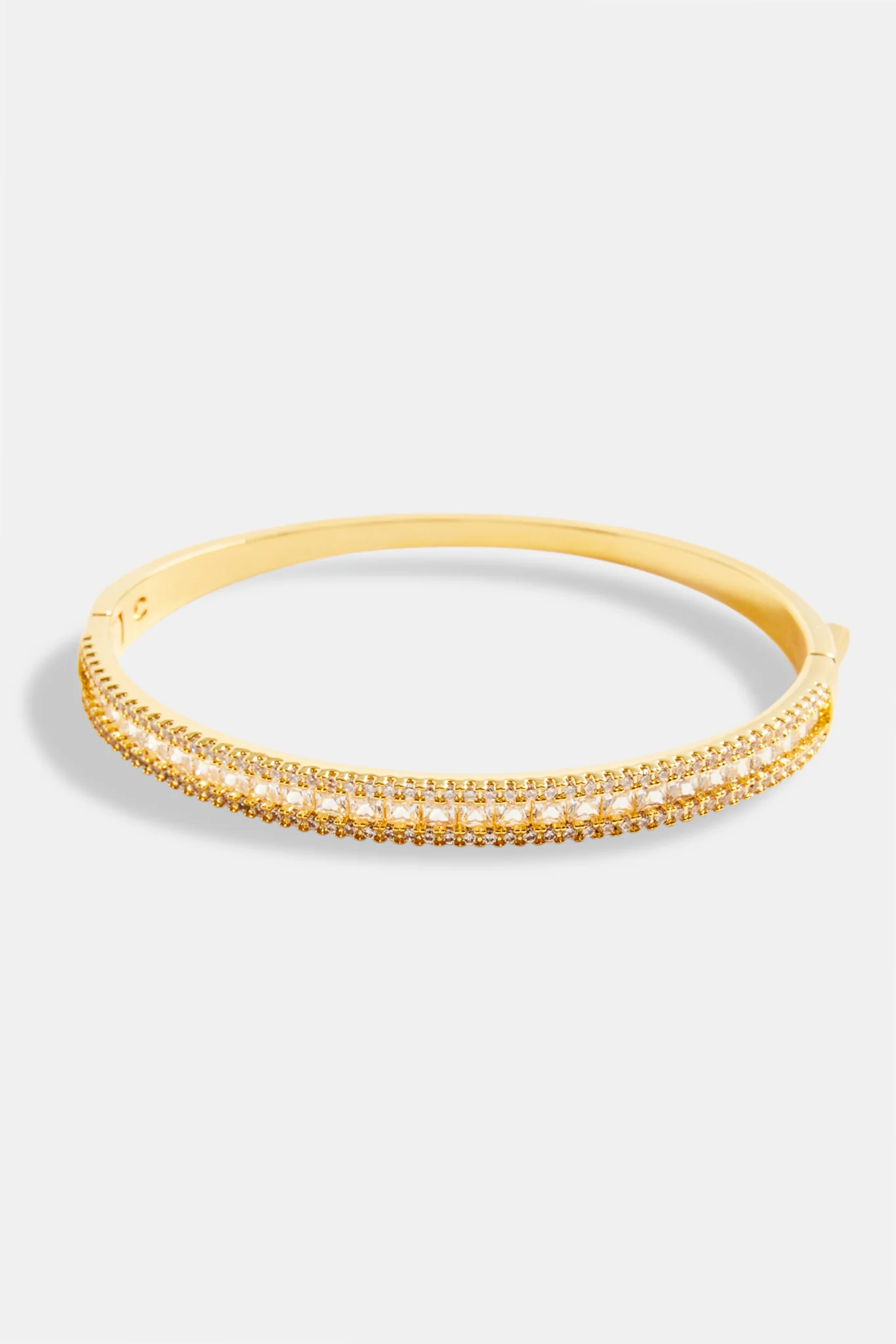 5mm Gold Plated Iced Baguette CZ Bangle - Image 2
