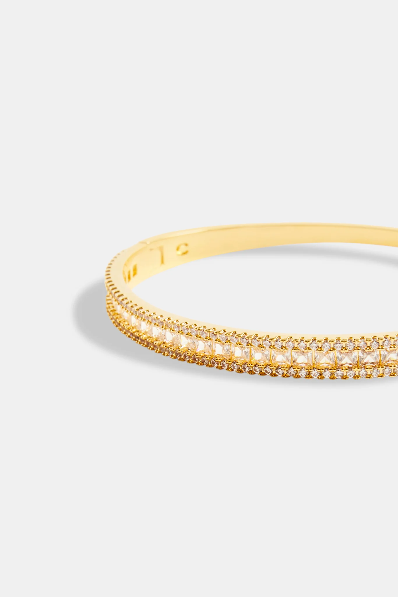 5mm Gold Plated Iced Baguette CZ Bangle - Image 3