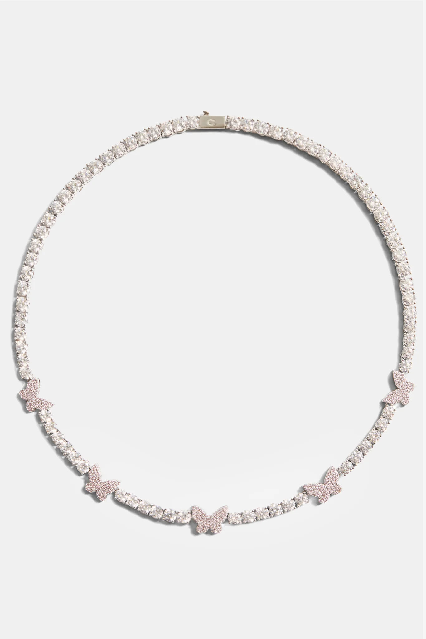 5mm Iced Pink Cz Butterfly Tennis Necklace - Image 3