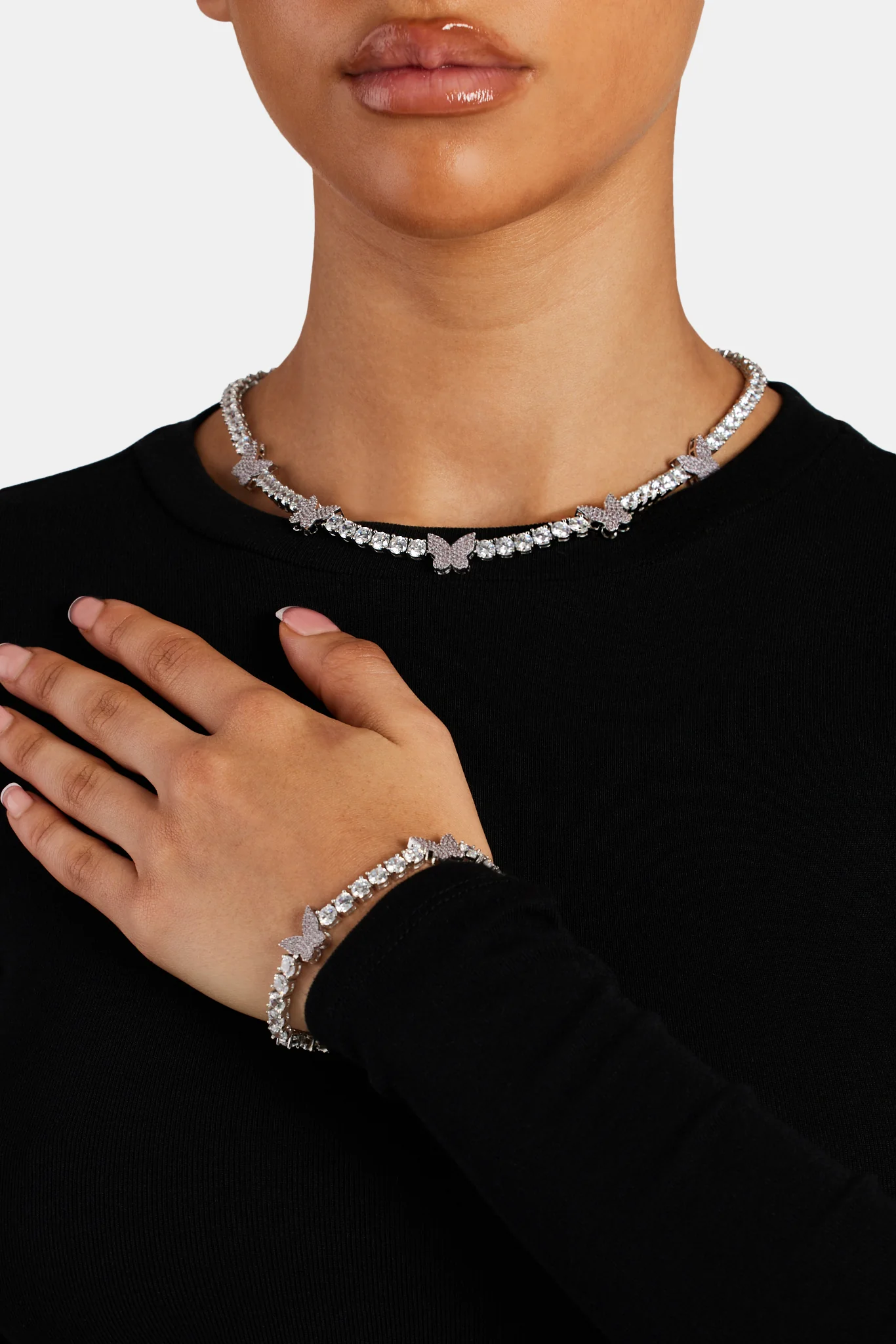 5mm Iced Pink Cz Tennis Butterfly Bracelet - Image 3