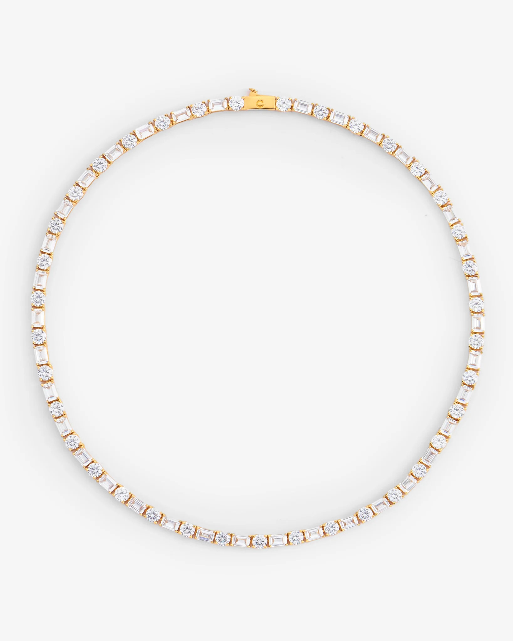 5mm Round & Rectangular Tennis Chain - Gold - Image 2