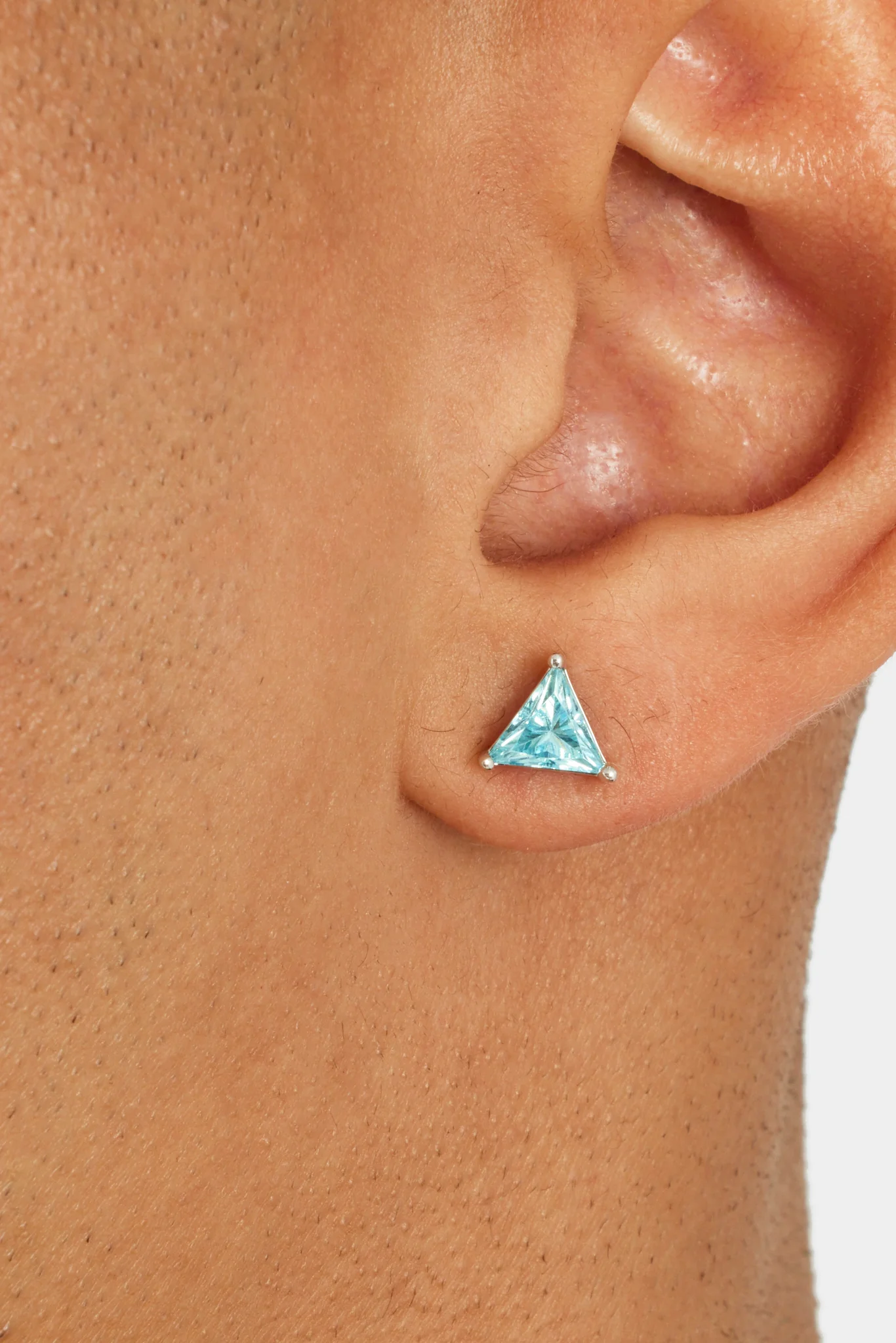 6mm Iced Blue Triangle Stud Earrings - Image 2