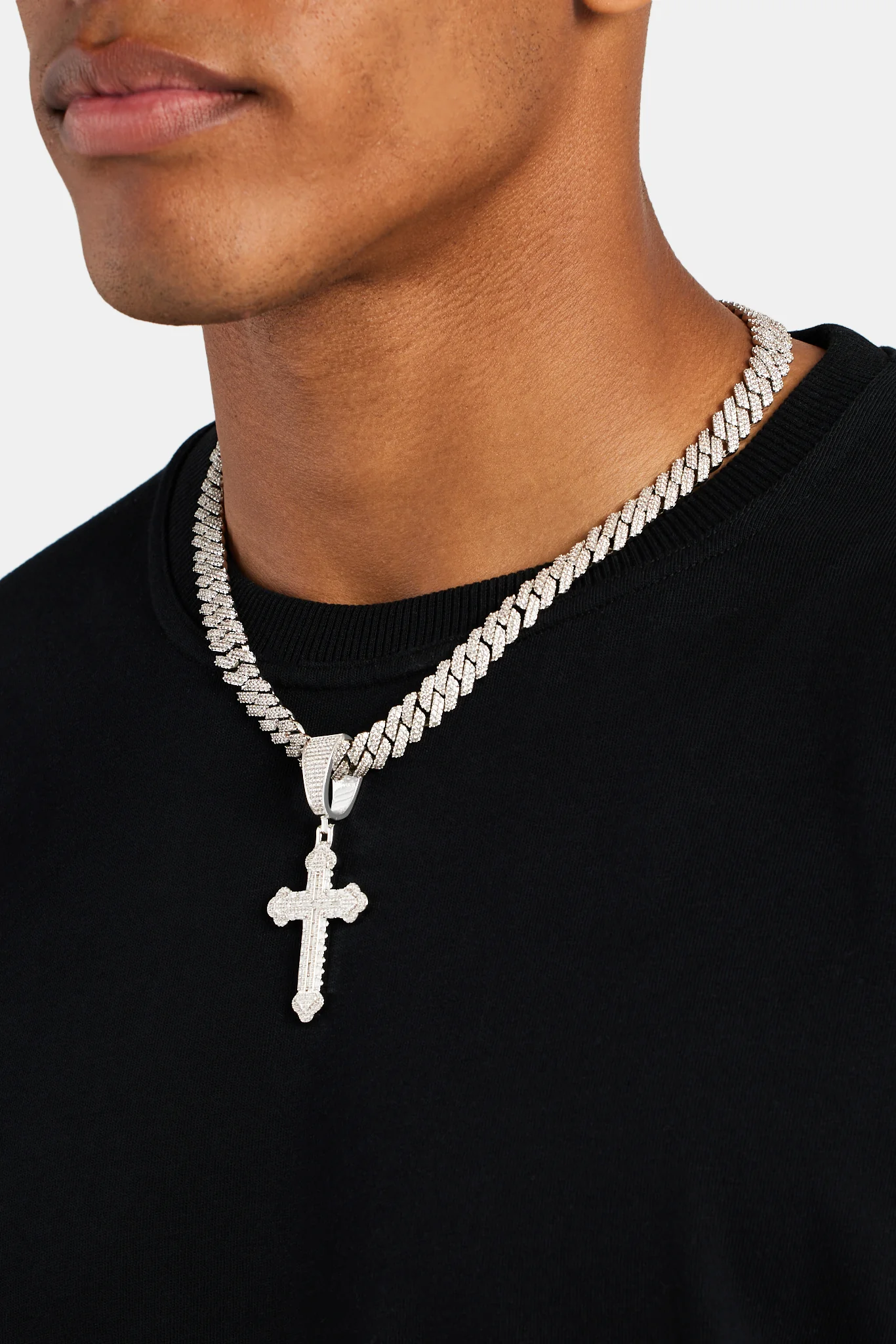 70mm Iced CZ Pave Cross Pendant - Image 3
