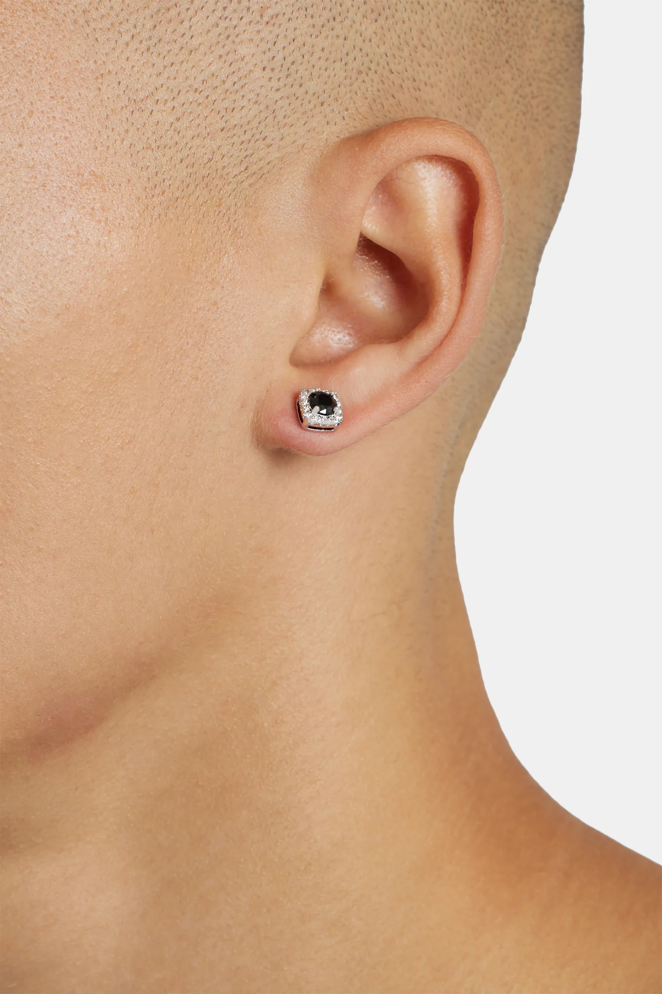 7mm Black Iced Cluster Stud Earrings - Image 2