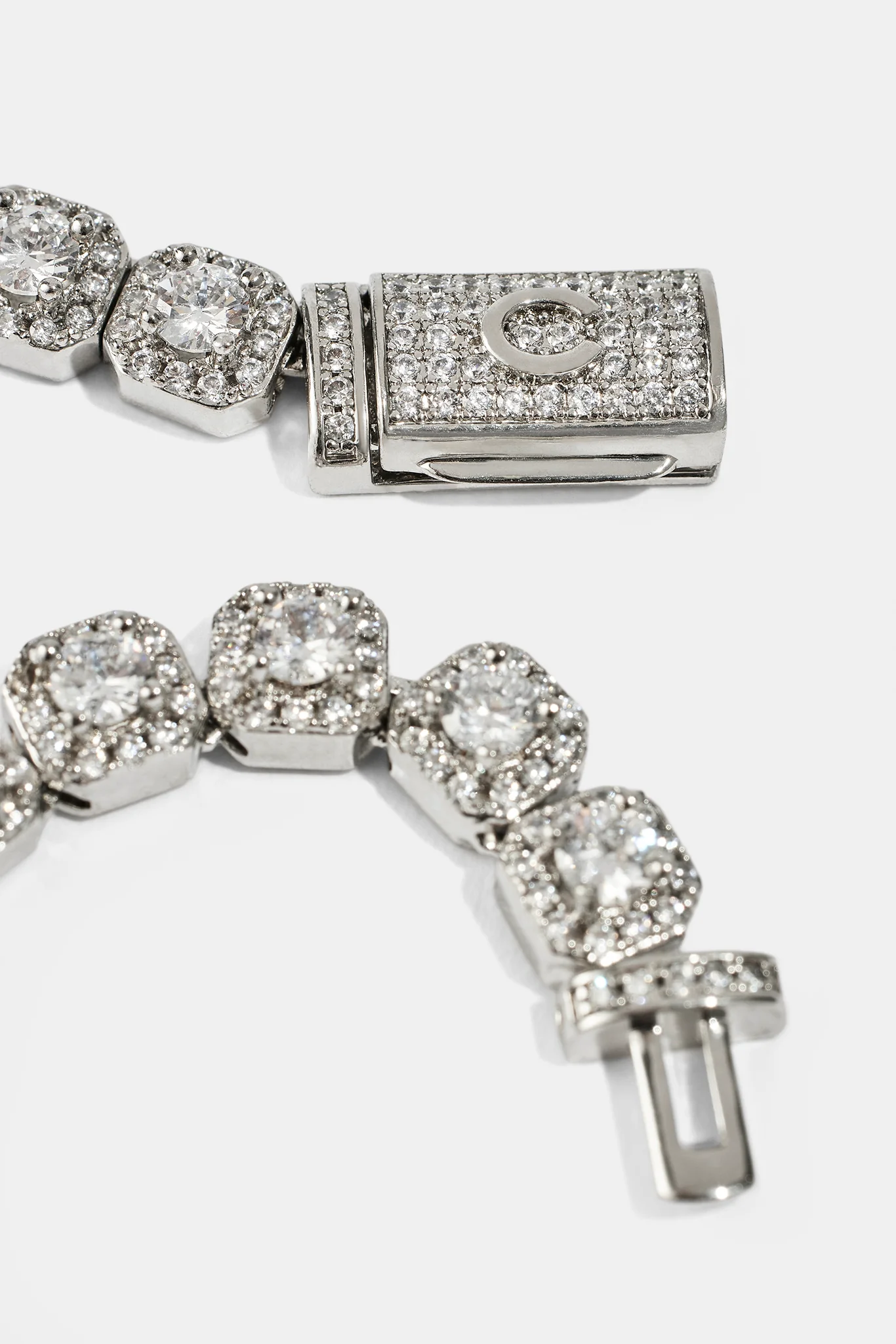 Clustered Tennis Bracelet - 7mm - White - Image 3