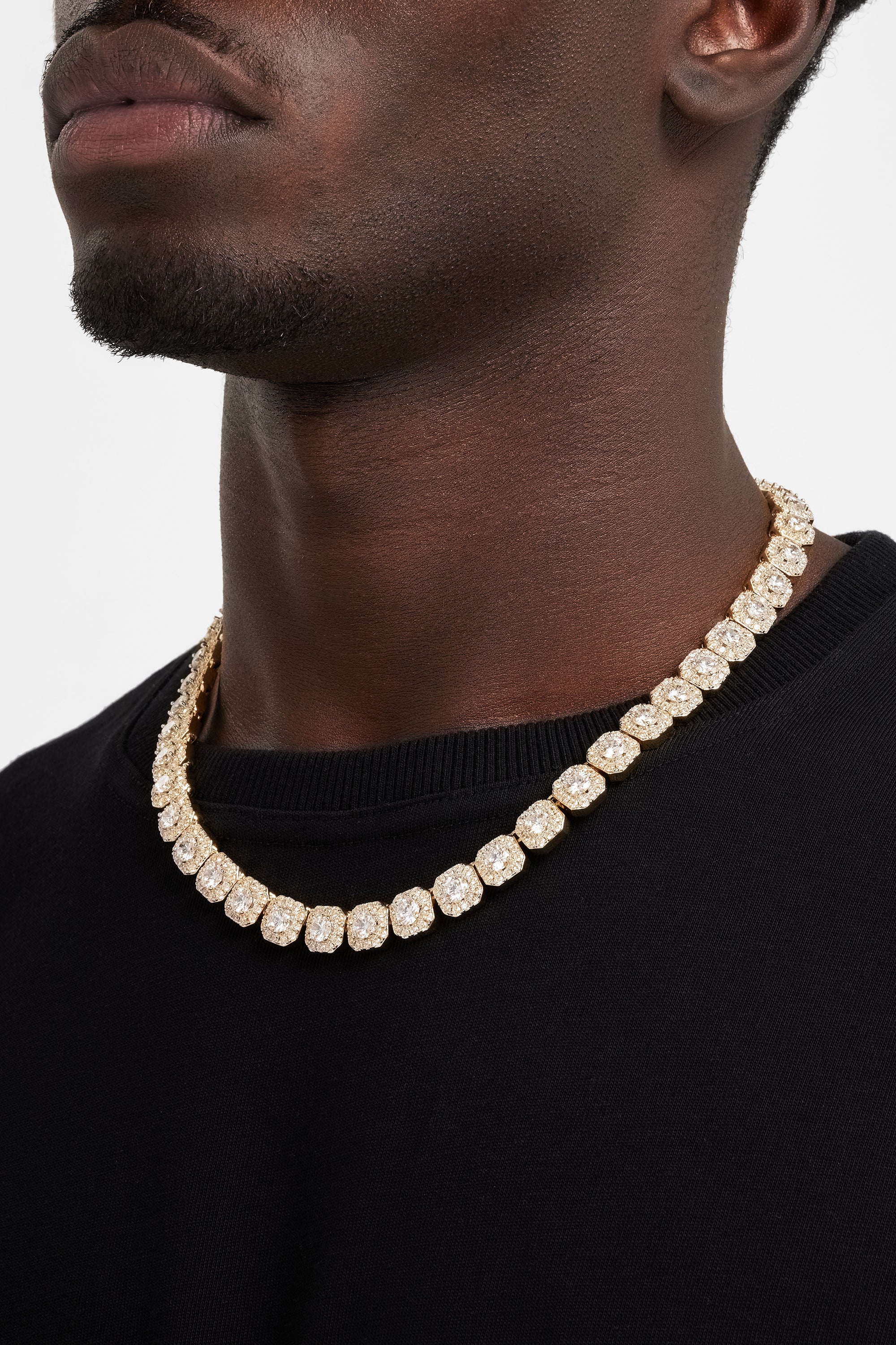 7mm Clustered Tennis Chain - Gold - Image 2