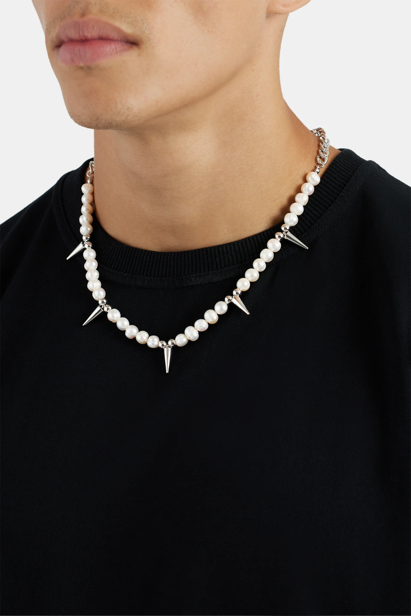 7mm Freshwater Pearl & Spike Necklace - Image 3