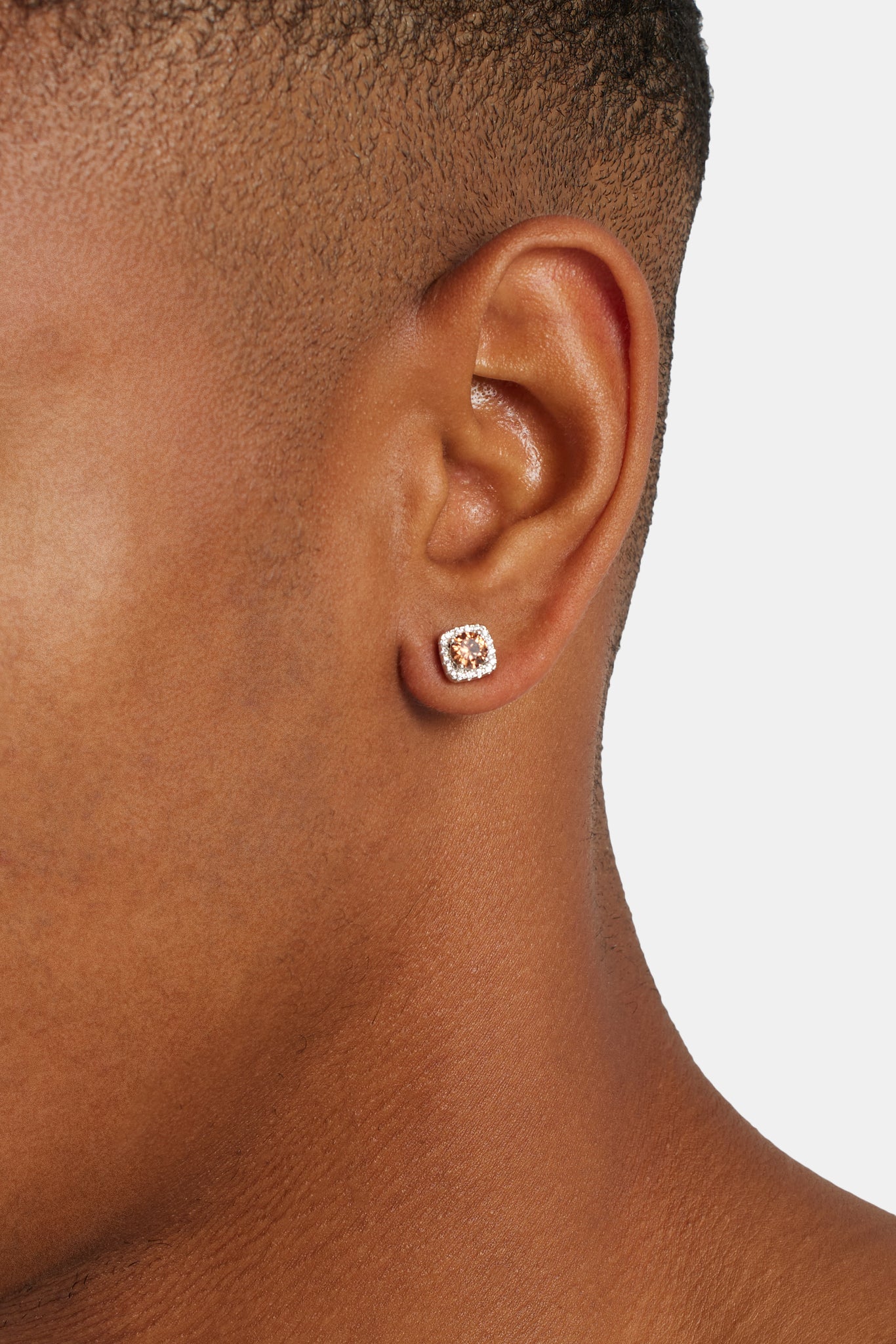 7mm Iced Brown Cluster Stud Earrings - Image 2
