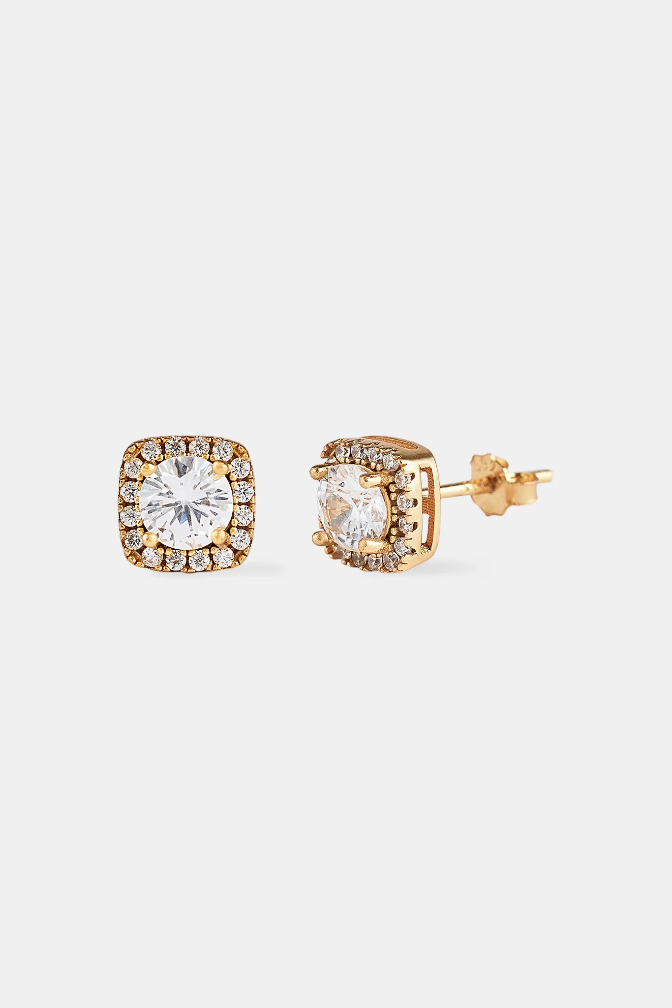 Iced Cluster Stud Earrings - 7mm - Gold