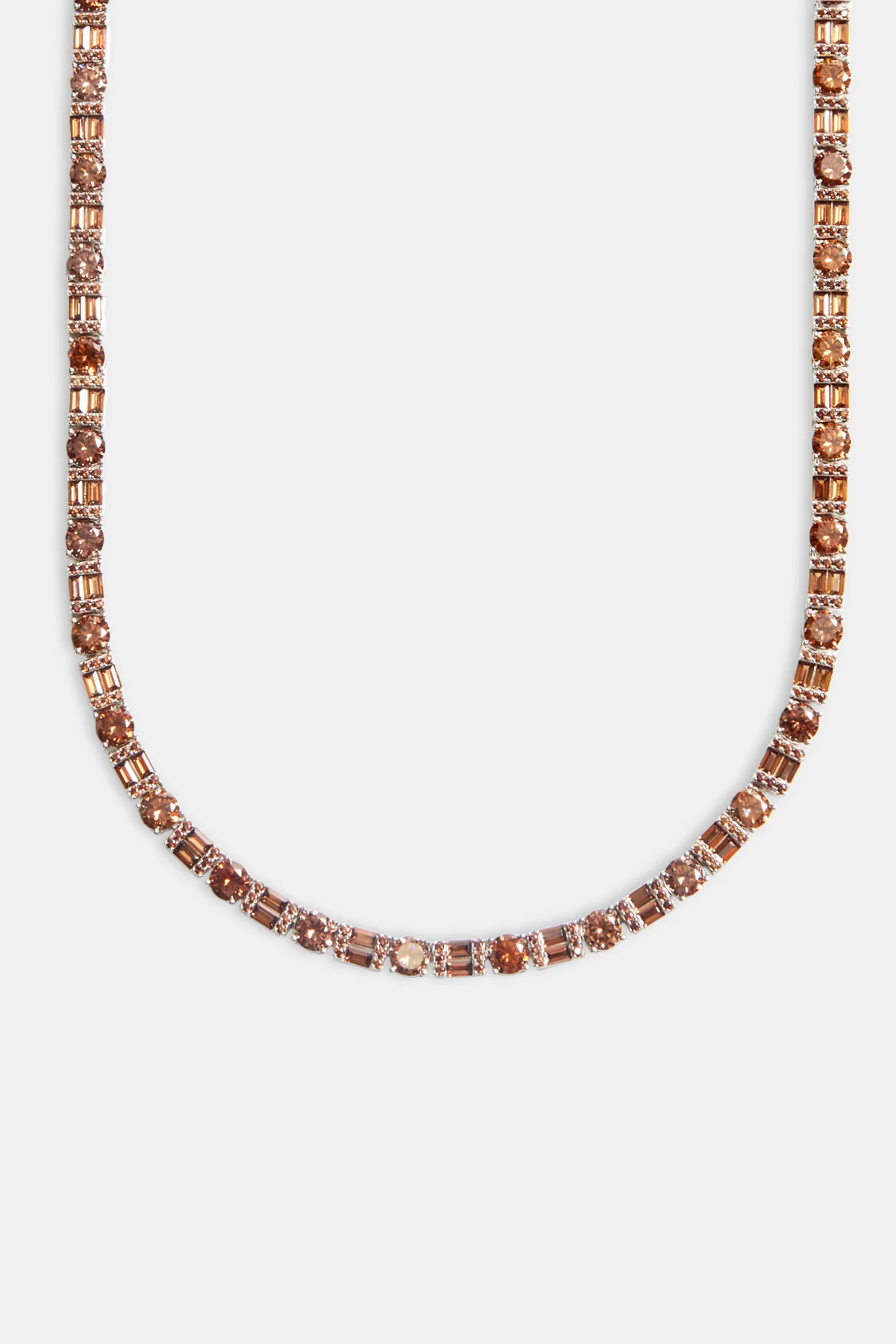 7mm Iced CZ Chocolate Round & Rectangle Mix Tennis Chain - Image 2