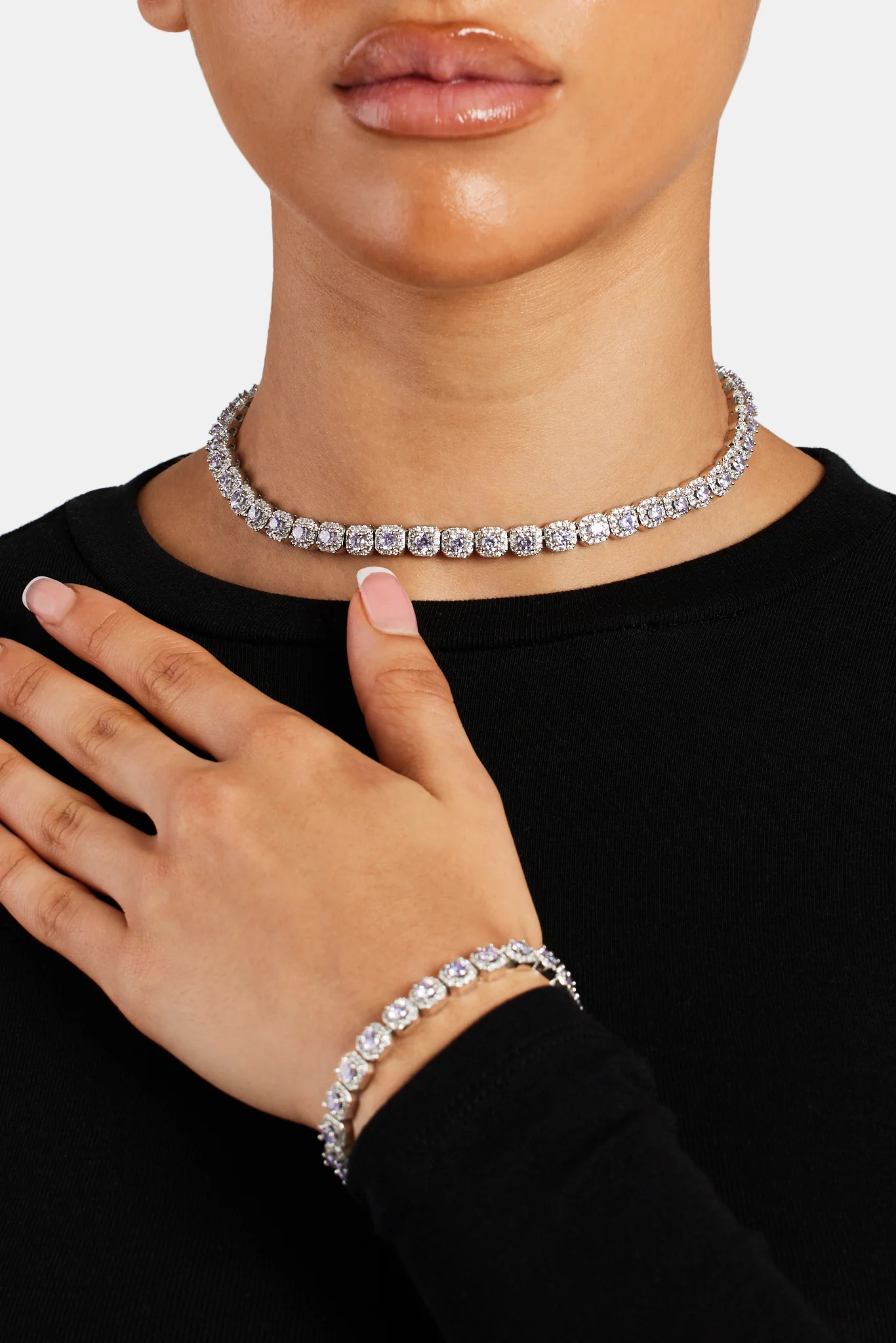 7mm Iced Lilac CZ Cluster Bracelet - Image 2