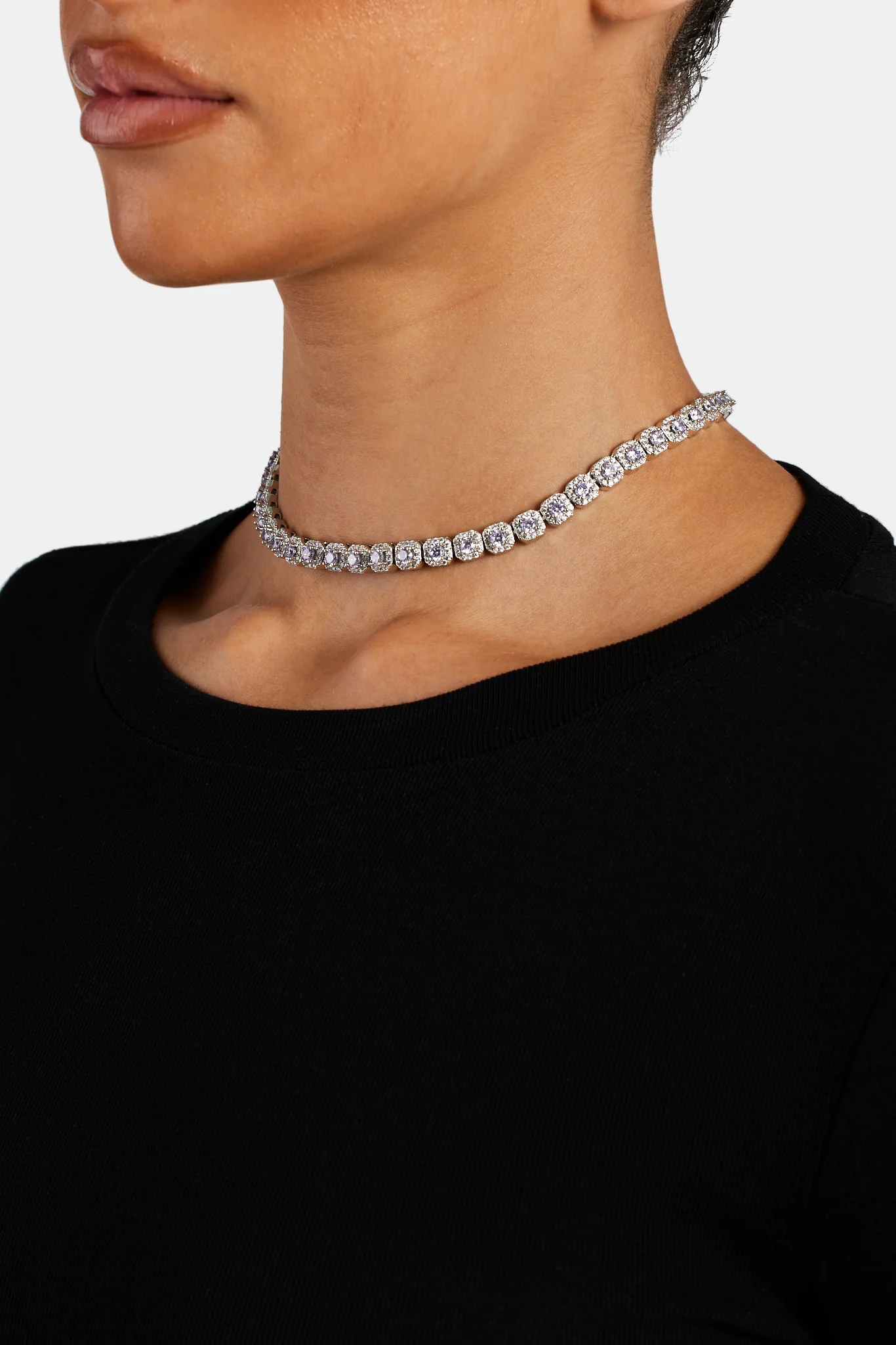 7mm Iced Lilac CZ Cluster Choker - Image 4