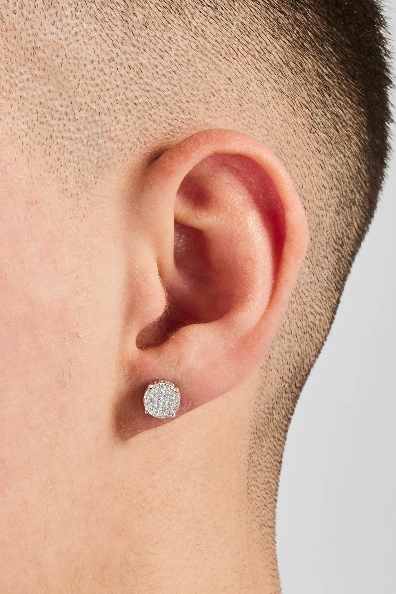 Iced CZ Circle Stud Earrings - Image 2