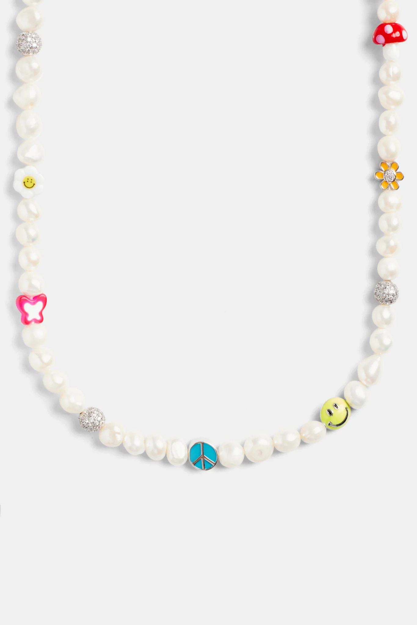 8mm Freshwater Pearl Mixed Motif Bead Necklace - Image 2