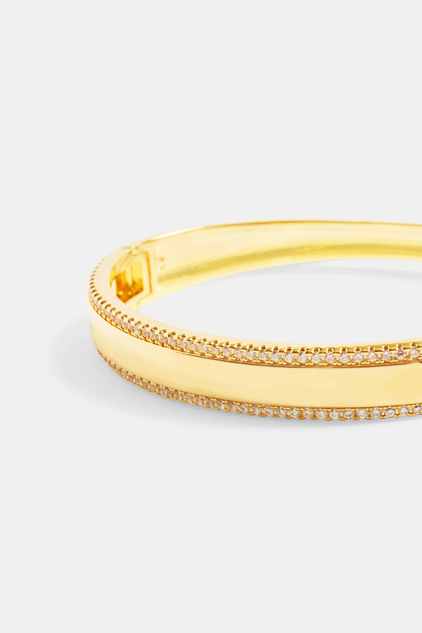 8mm Gold Plated Polished & Iced CZ Pave Bangle - Image 3