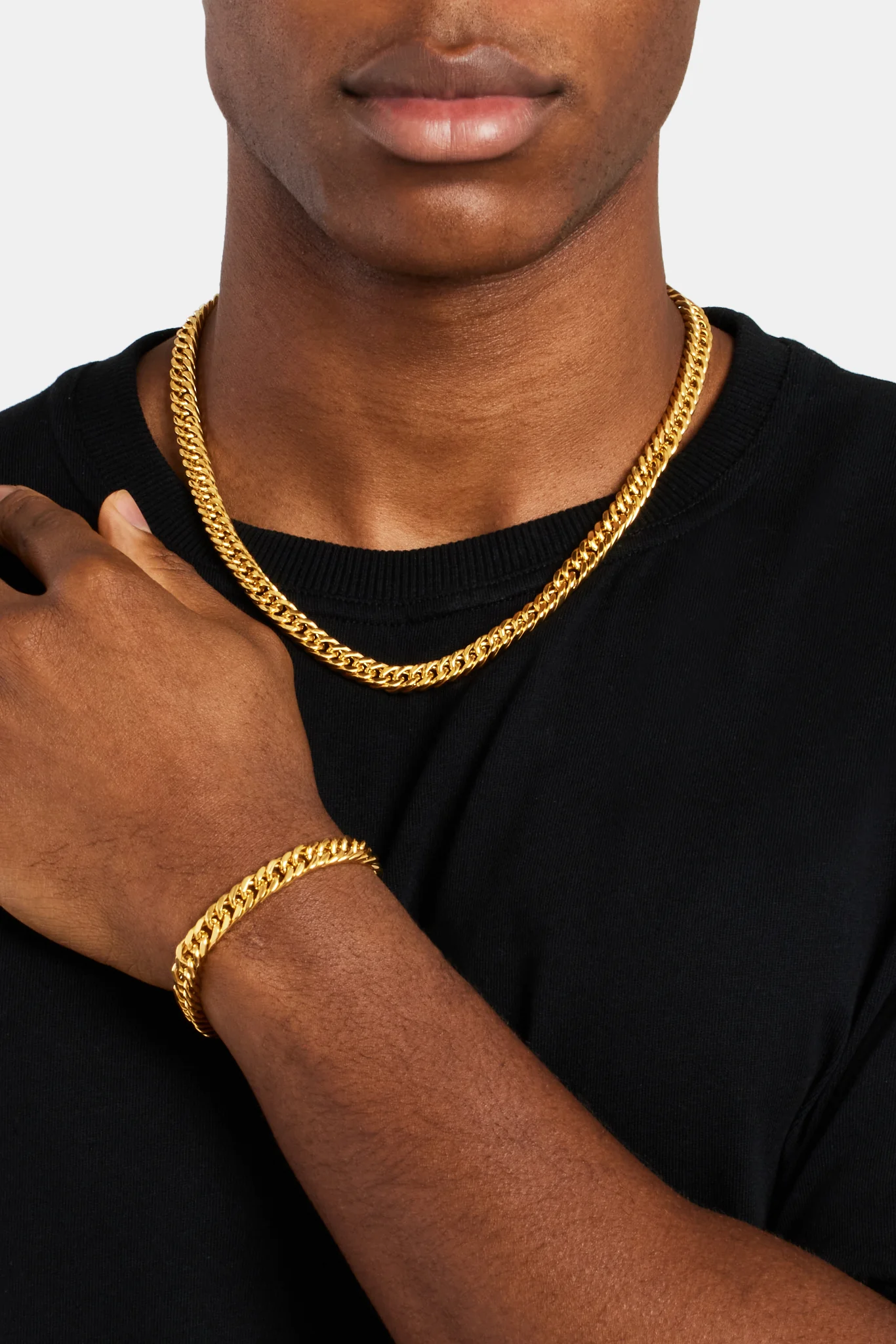 Square Cuban Bracelet - Gold - 8mm - Image 3