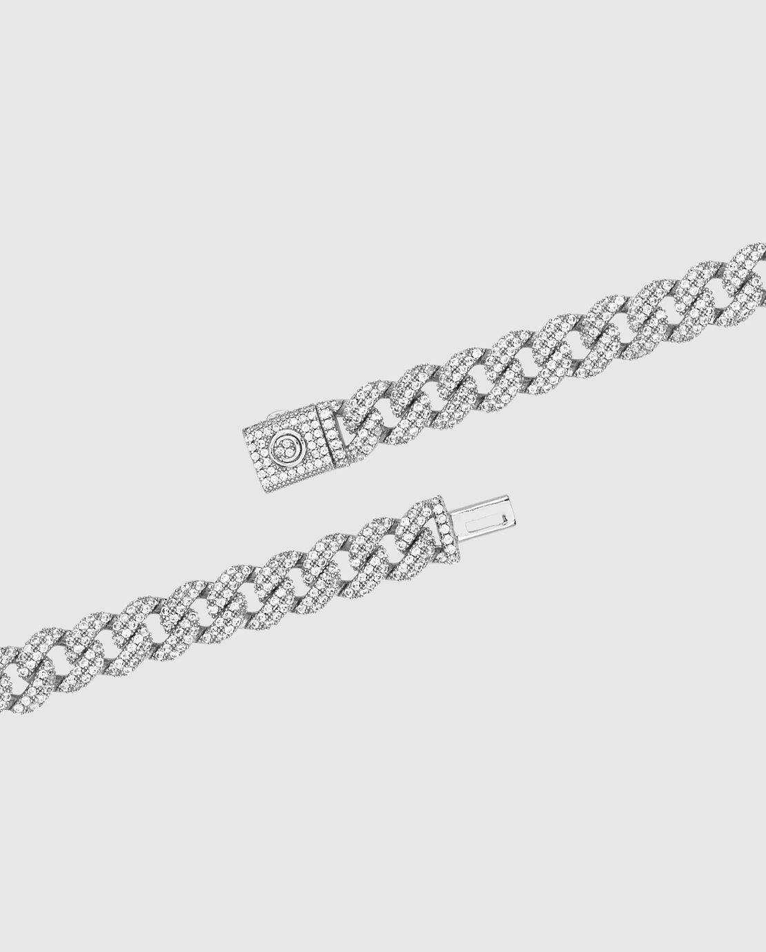 Iced Cuban Bracelet - 8mm - White - Image 3