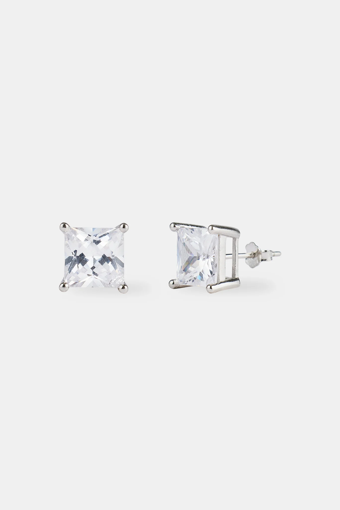 Iced Stud Earrings - 8mm - White
