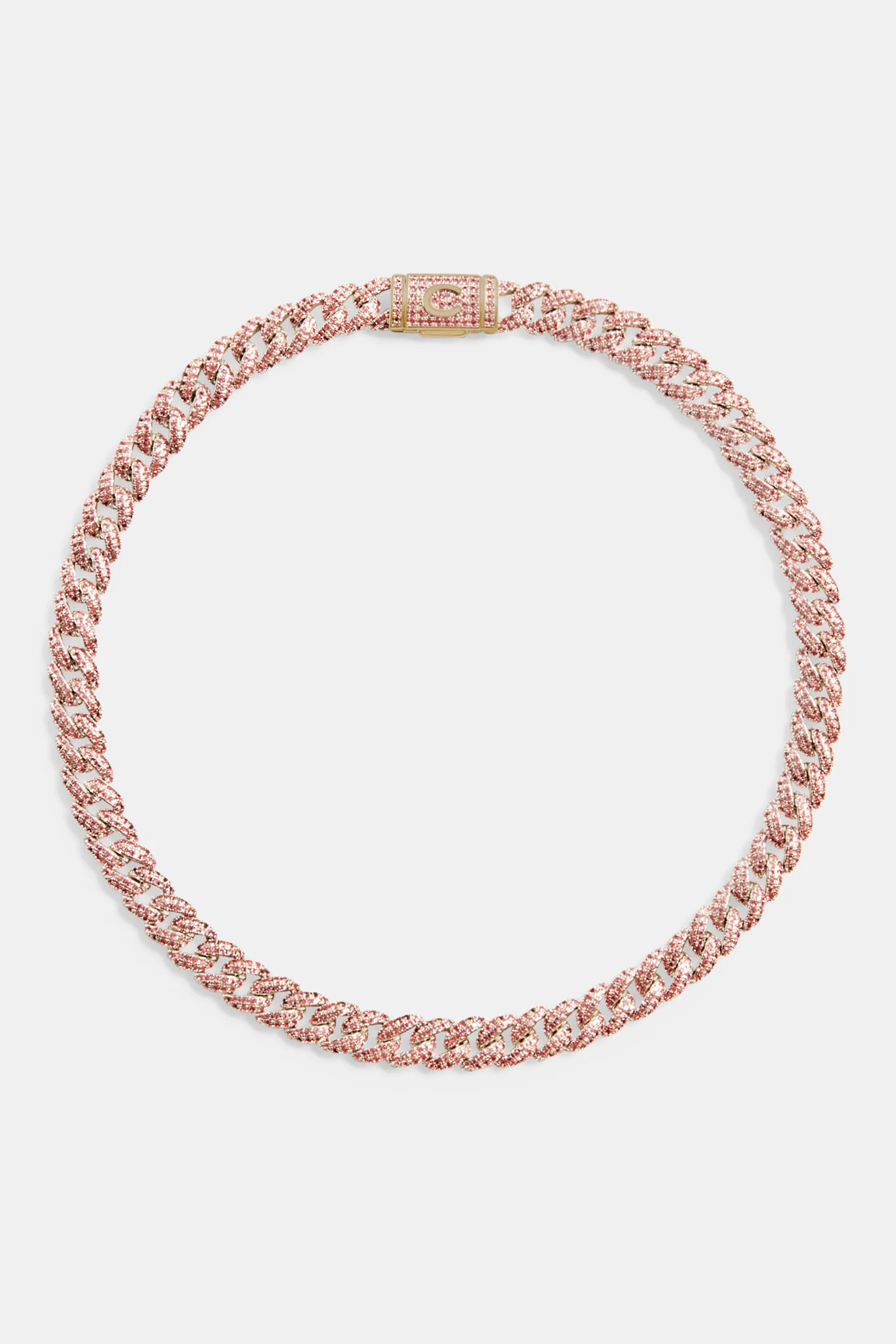 8mm Pink Iced Out Cuban Chain Choker - Image 2