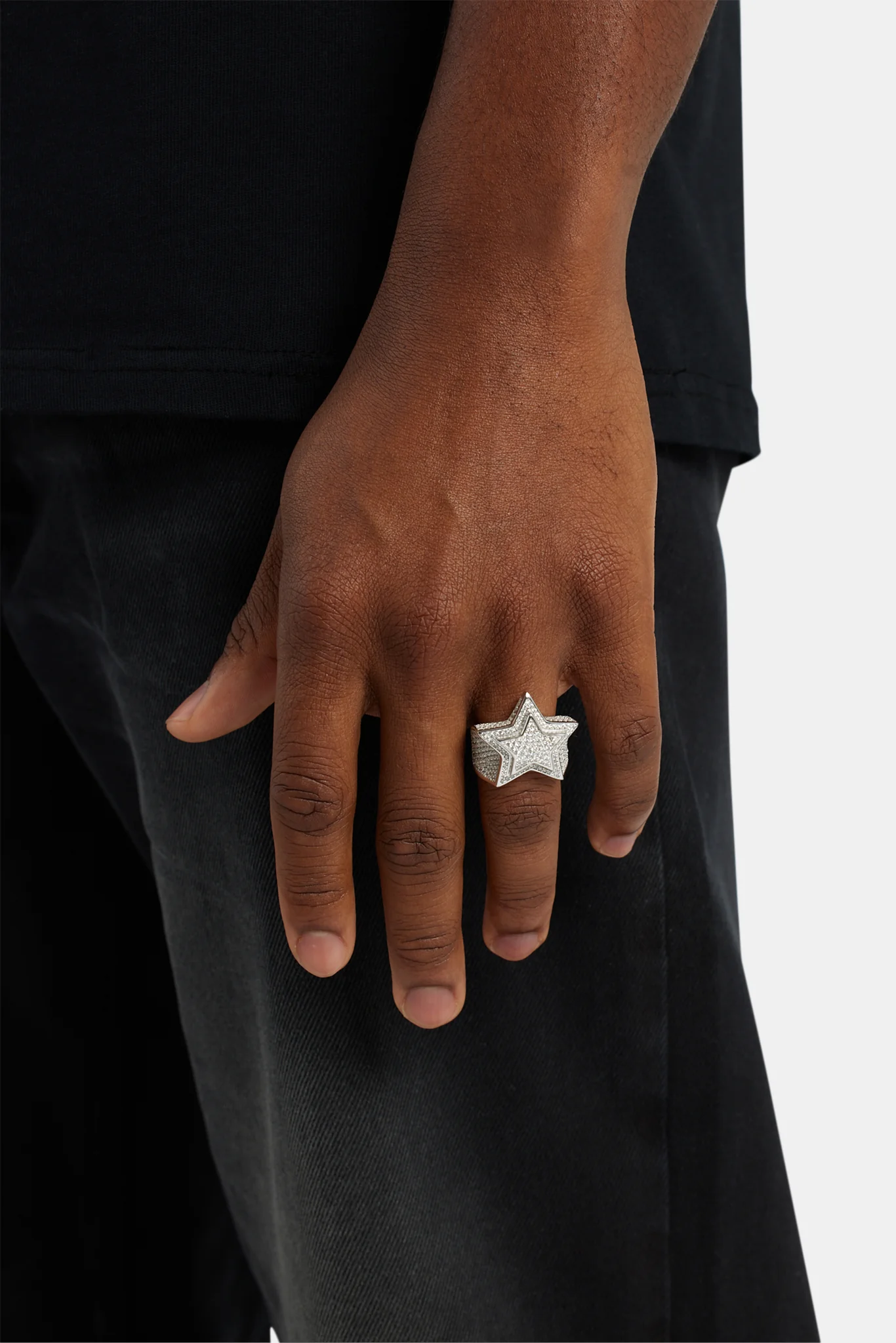925 22mm Iced CZ Star Signet Ring - Image 2