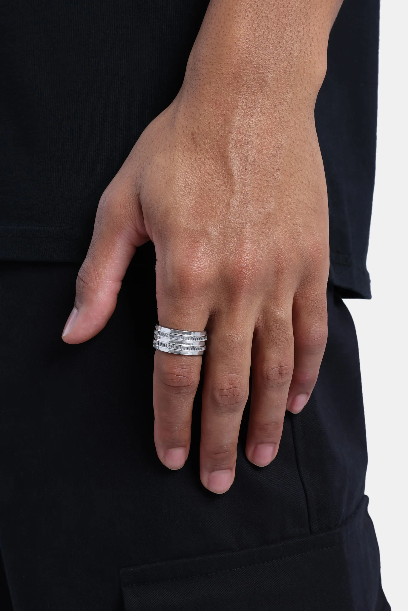 925 5 Row Polished & Baguette Ring - Image 2