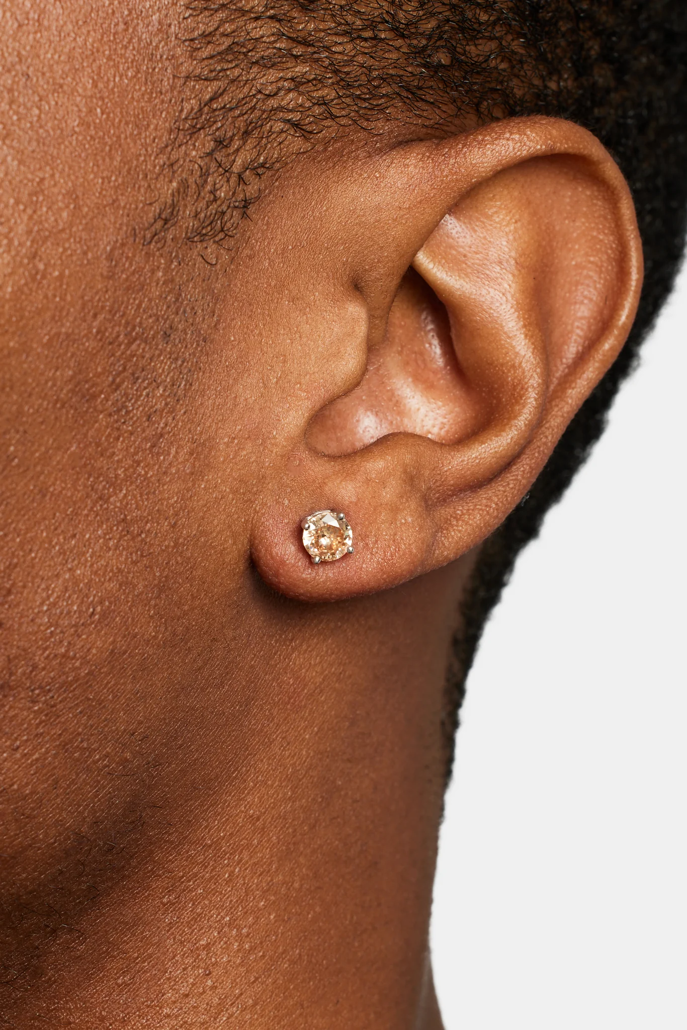 925 6mm Champagne CZ Round Stud Earrings - Image 2