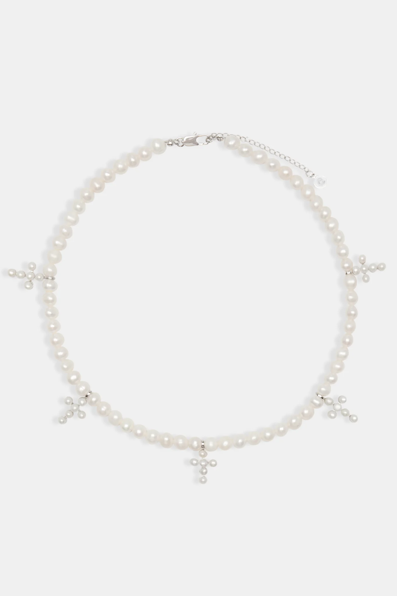 925 6mm Freshwater Pearl Cross Necklace - Image 3