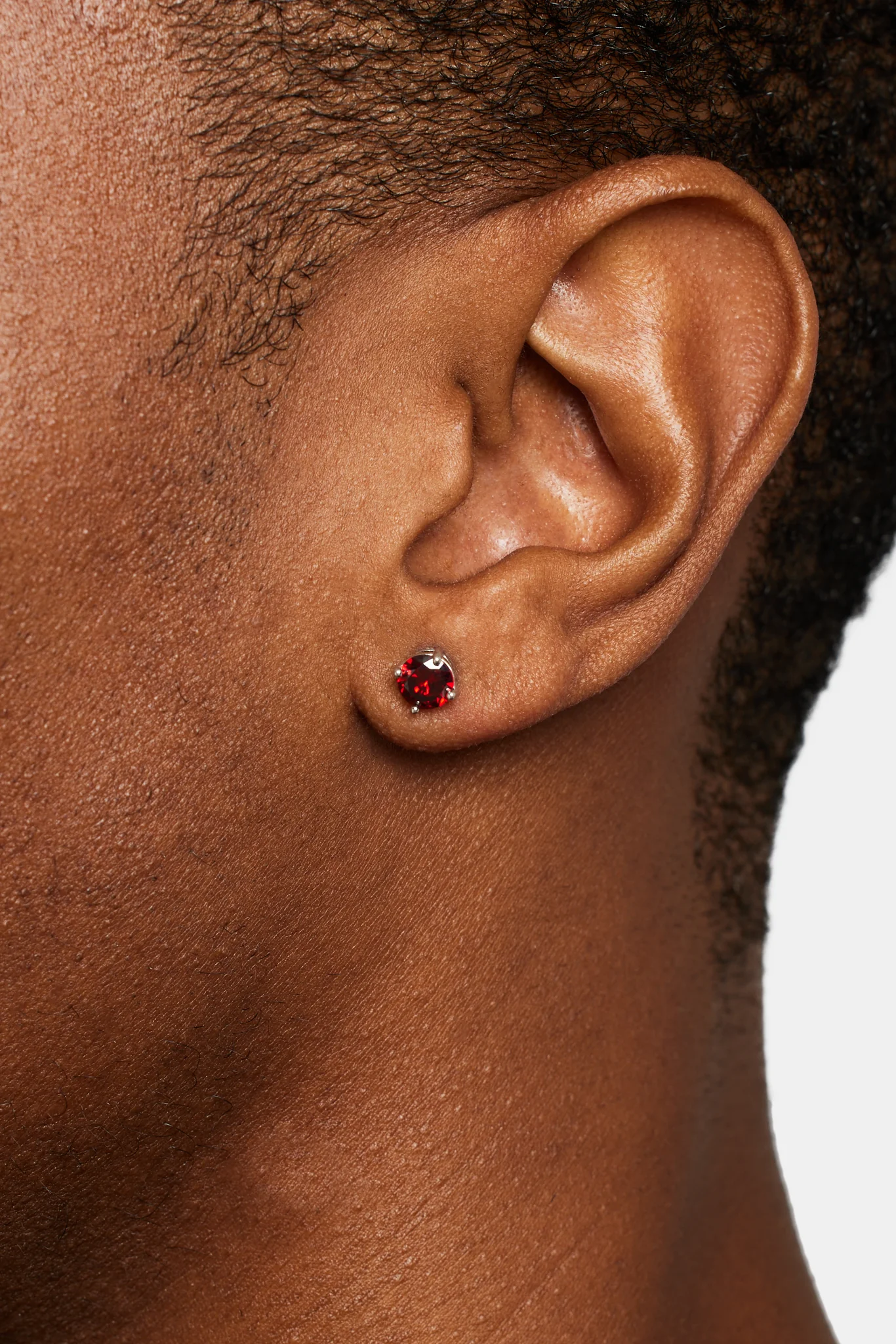 925 6mm Red CZ Round Stud Earrings - Image 2