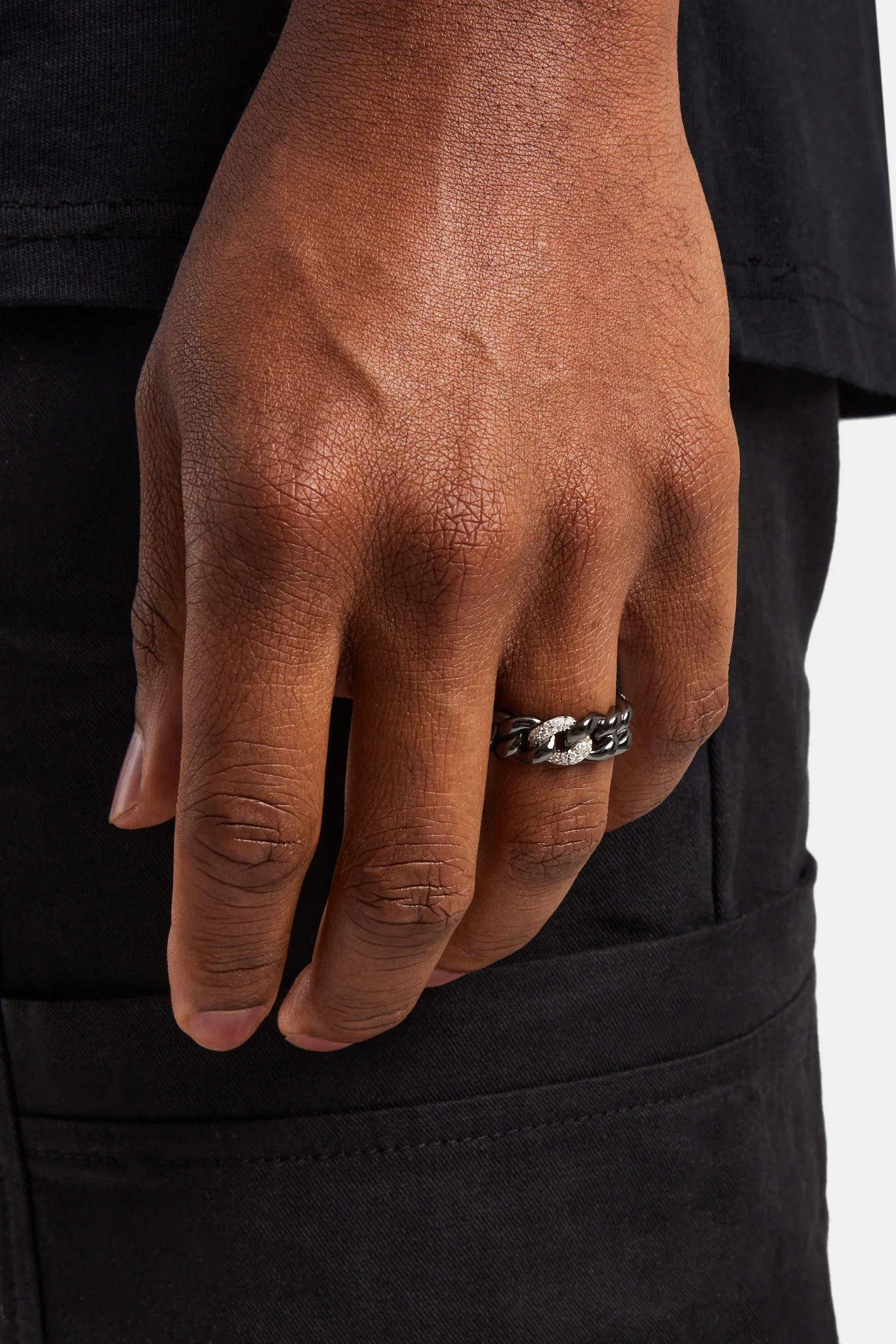 925 Cuban Polished & CZ Iced Ring - Image 2