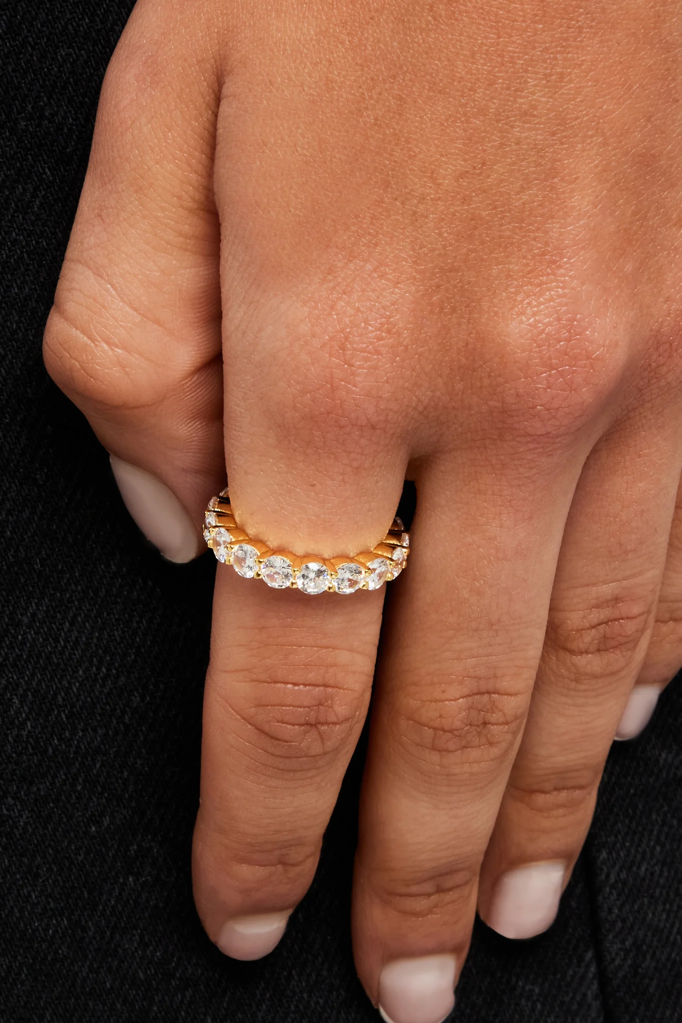 925 Gold Plated Iced Single Row Tennis Ring - Image 2
