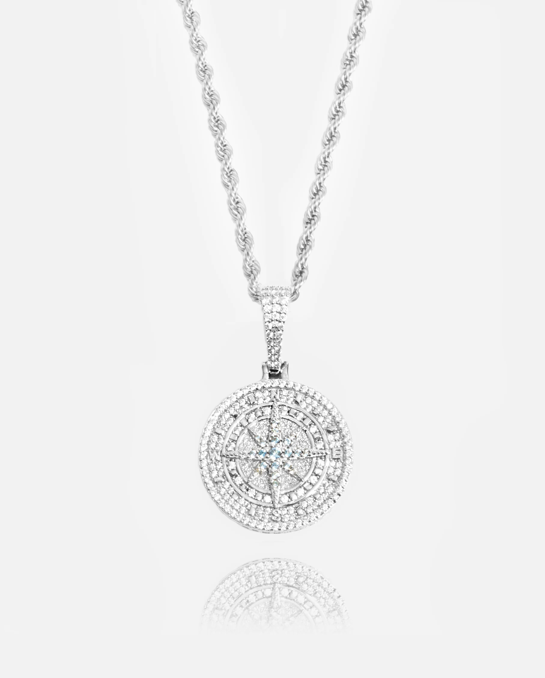 925 Iced Compass Pendant