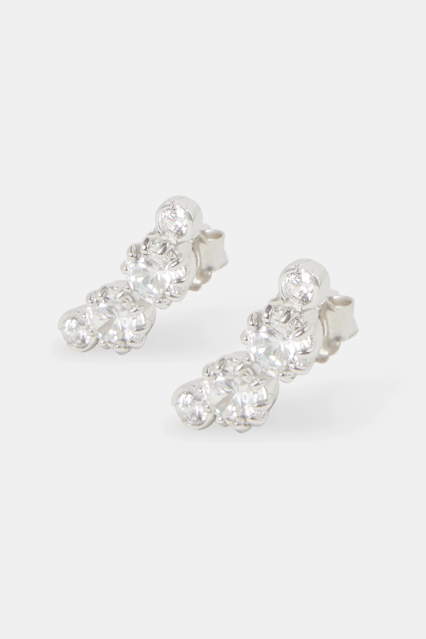 925 Multi CZ Stud Earrings - White - Image 2