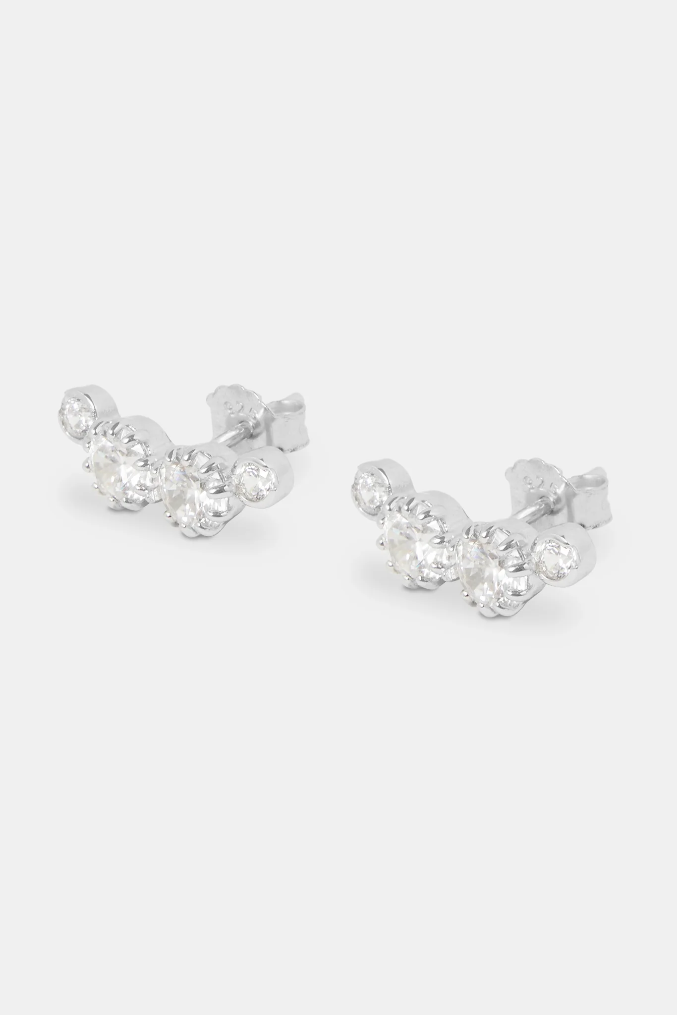 925 Multi CZ Stud Earrings - White - Image 4