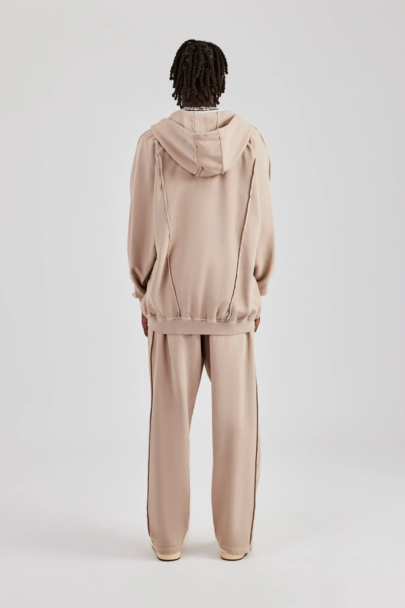Acid Exposed Seam Zip Through Tracksuit - Stone - Image 4