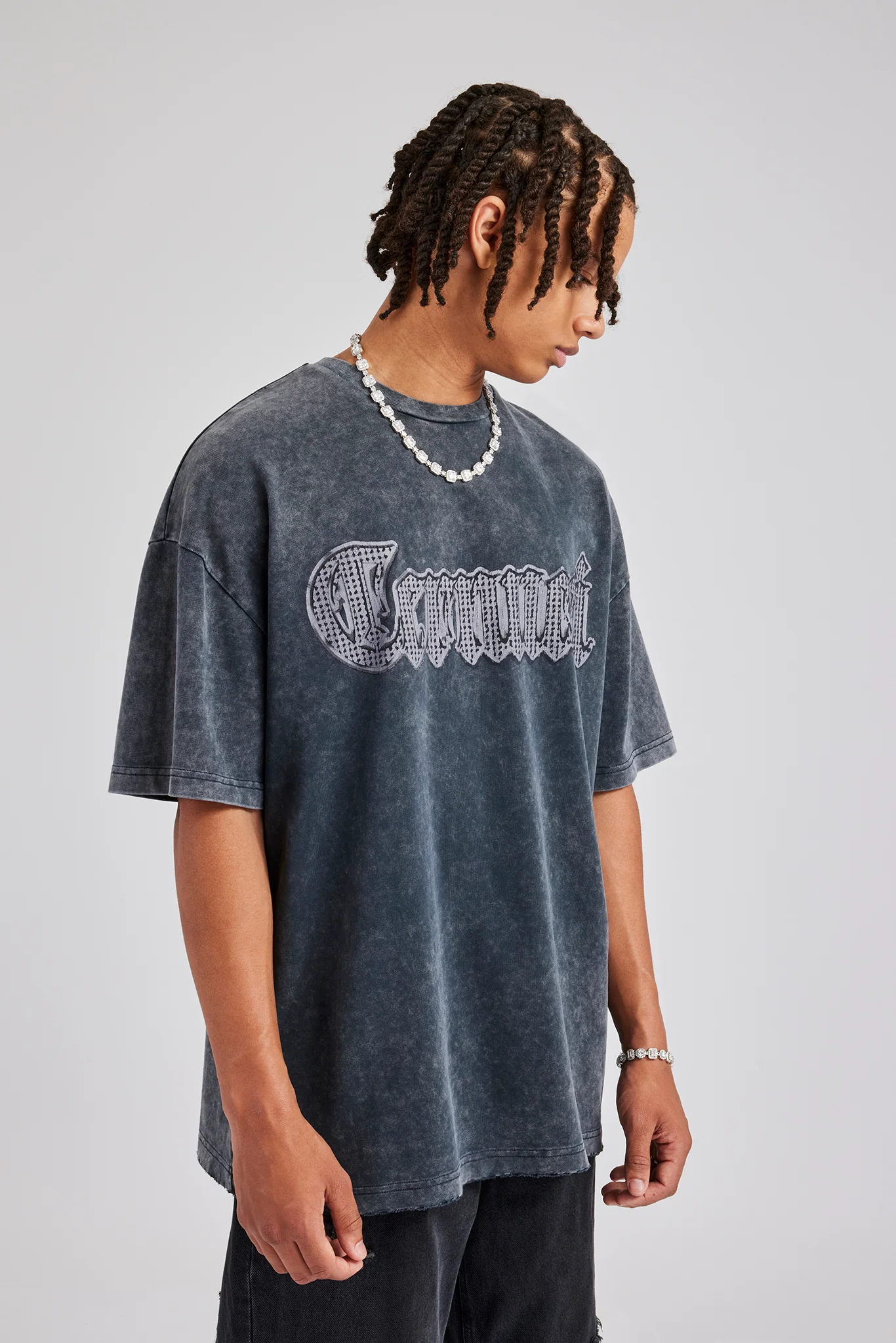 Acid Wash Cernucci Chrome Oversized T-Shirt - Image 2