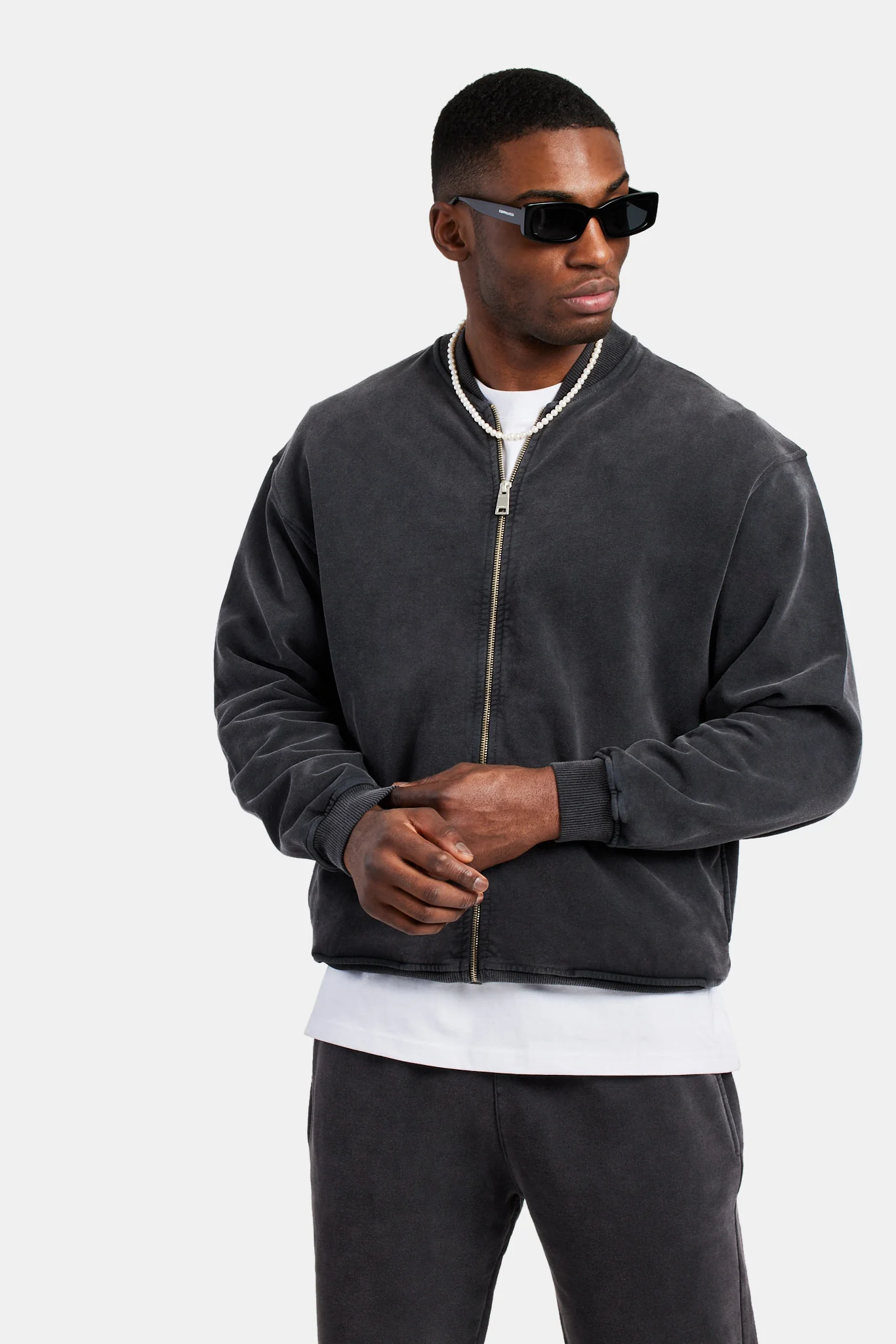 Acid Wash Jersey Tracksuit - Charcoal - Image 3