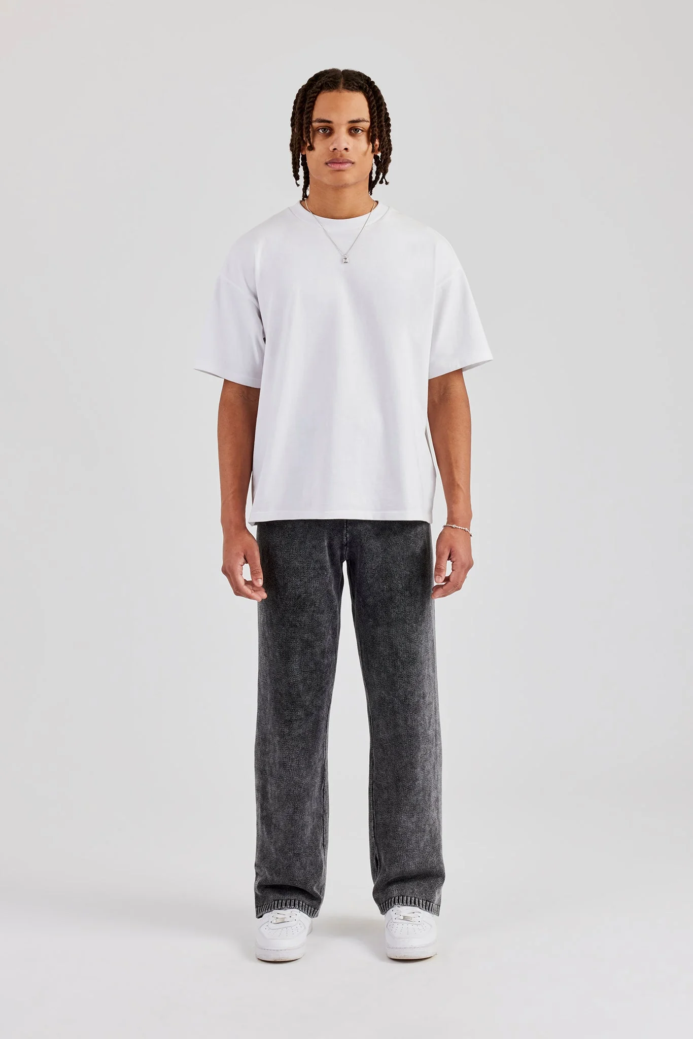 Acid Wash Knitted Jogger - Charcoal - Image 4