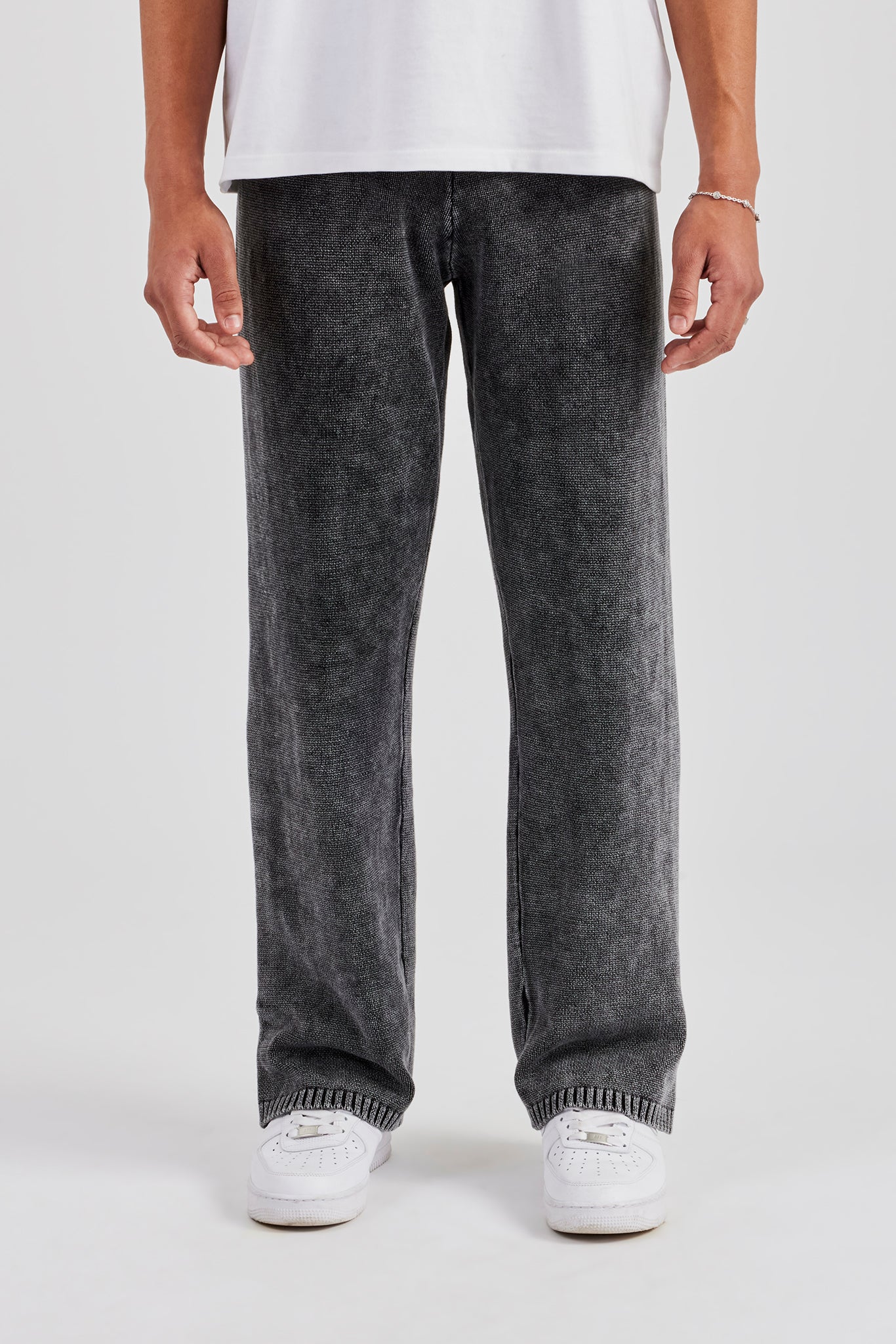 Acid Wash Knitted Jogger - Charcoal - Image 6